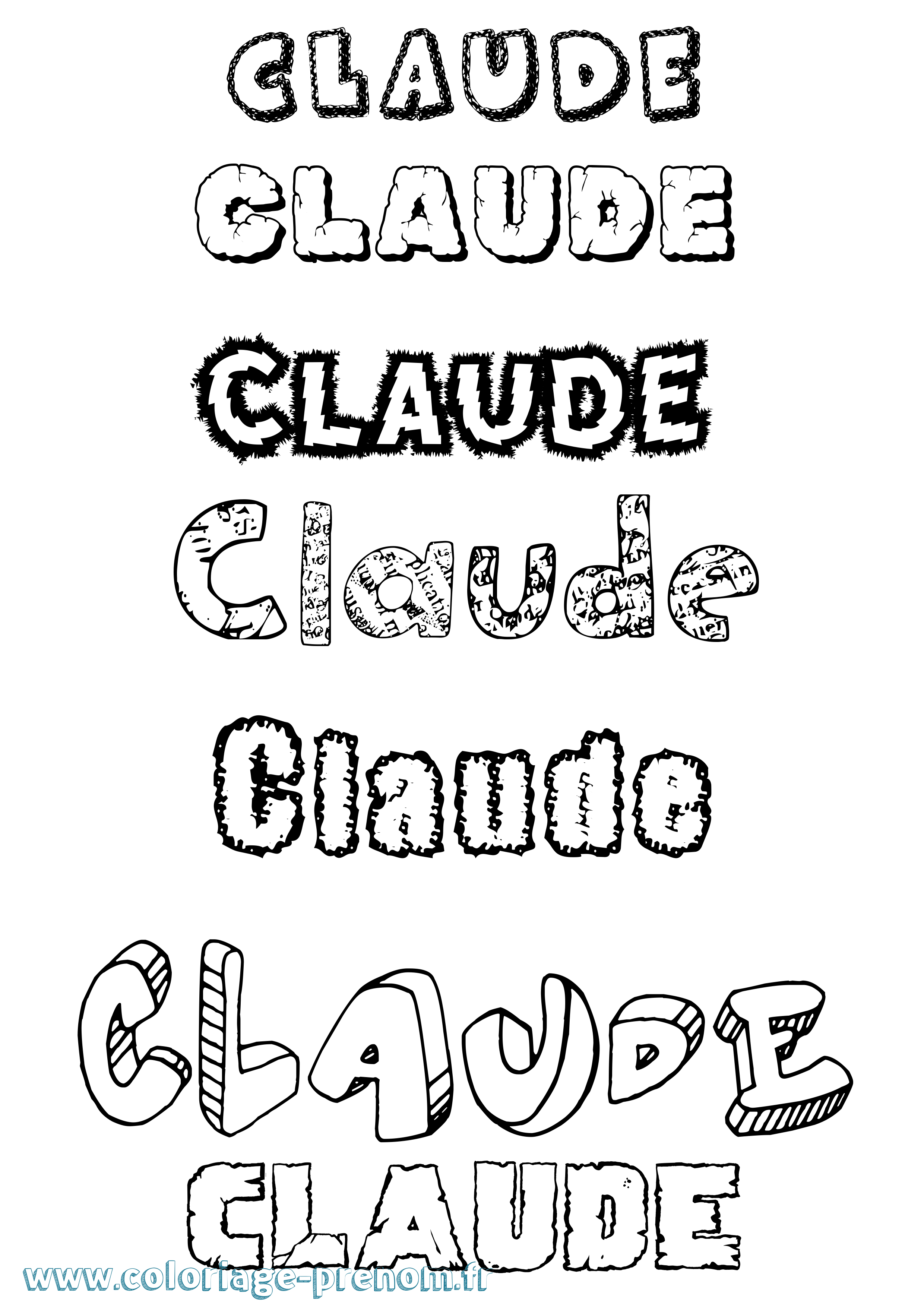 Coloriage prénom Claude Destructuré