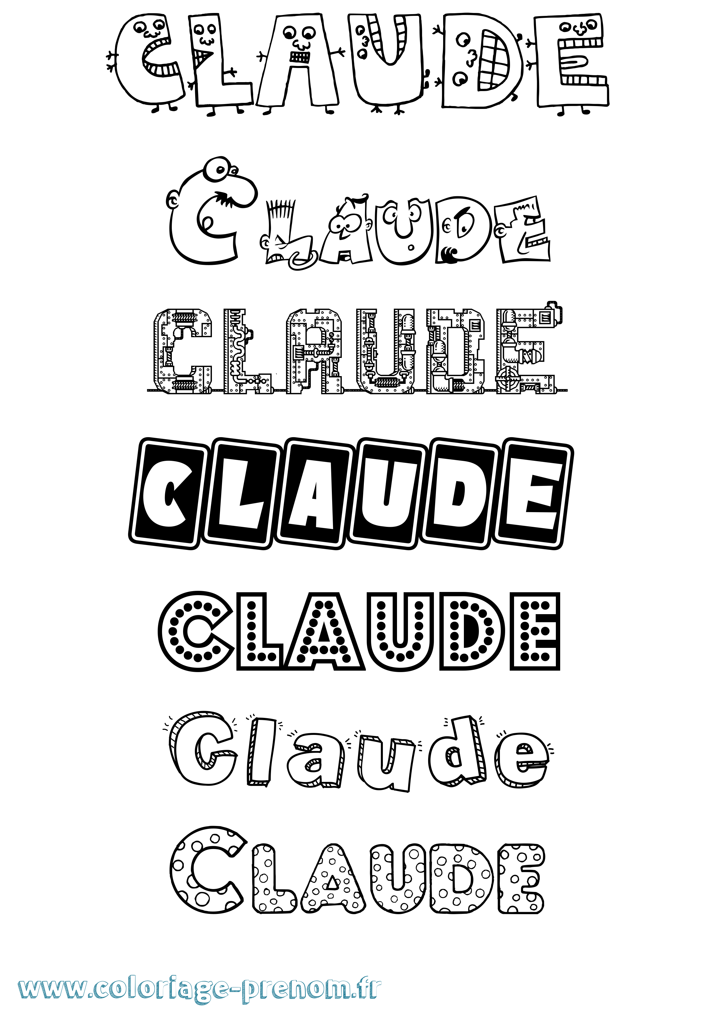 Coloriage prénom Claude Fun