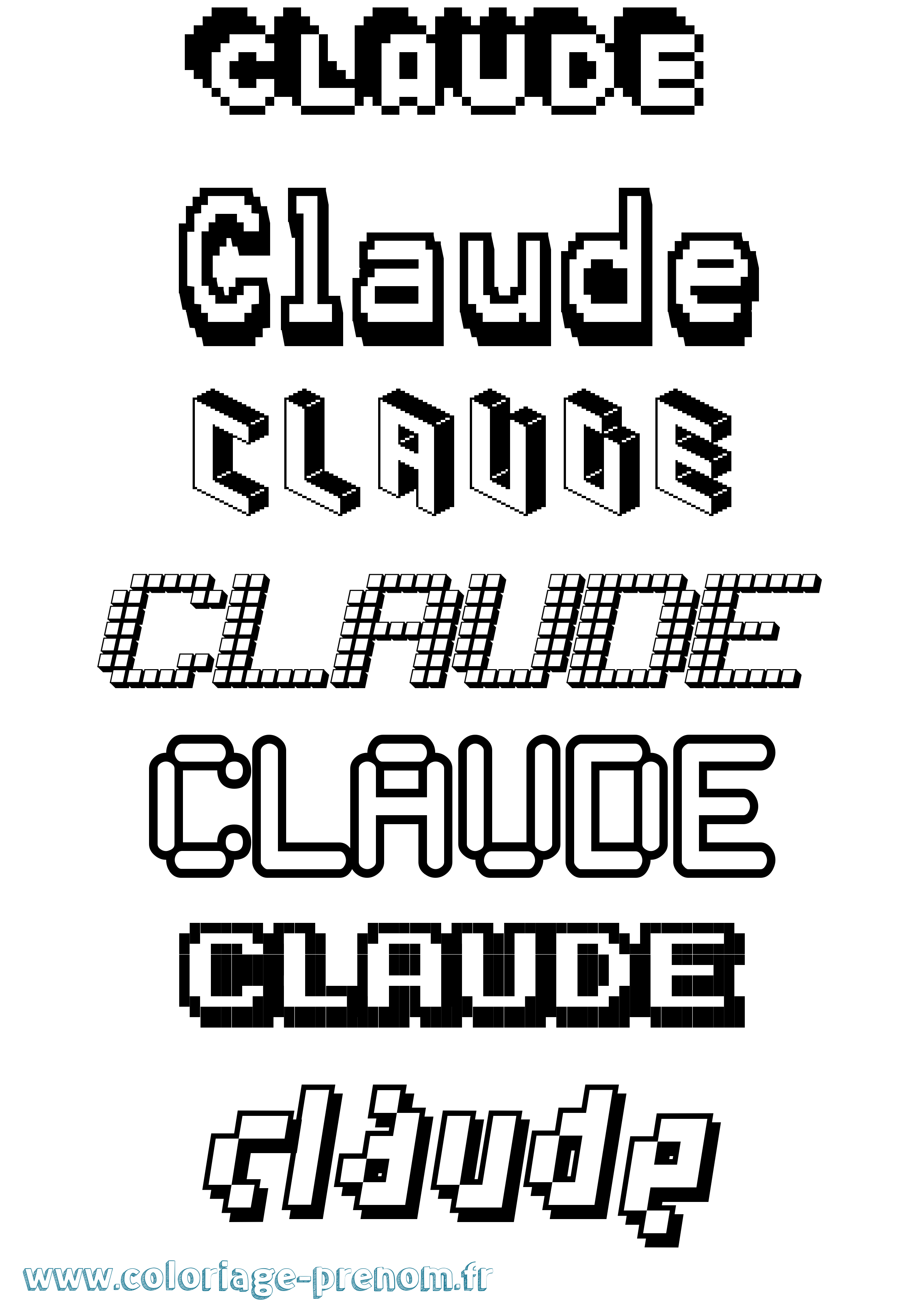 Coloriage prénom Claude Pixel