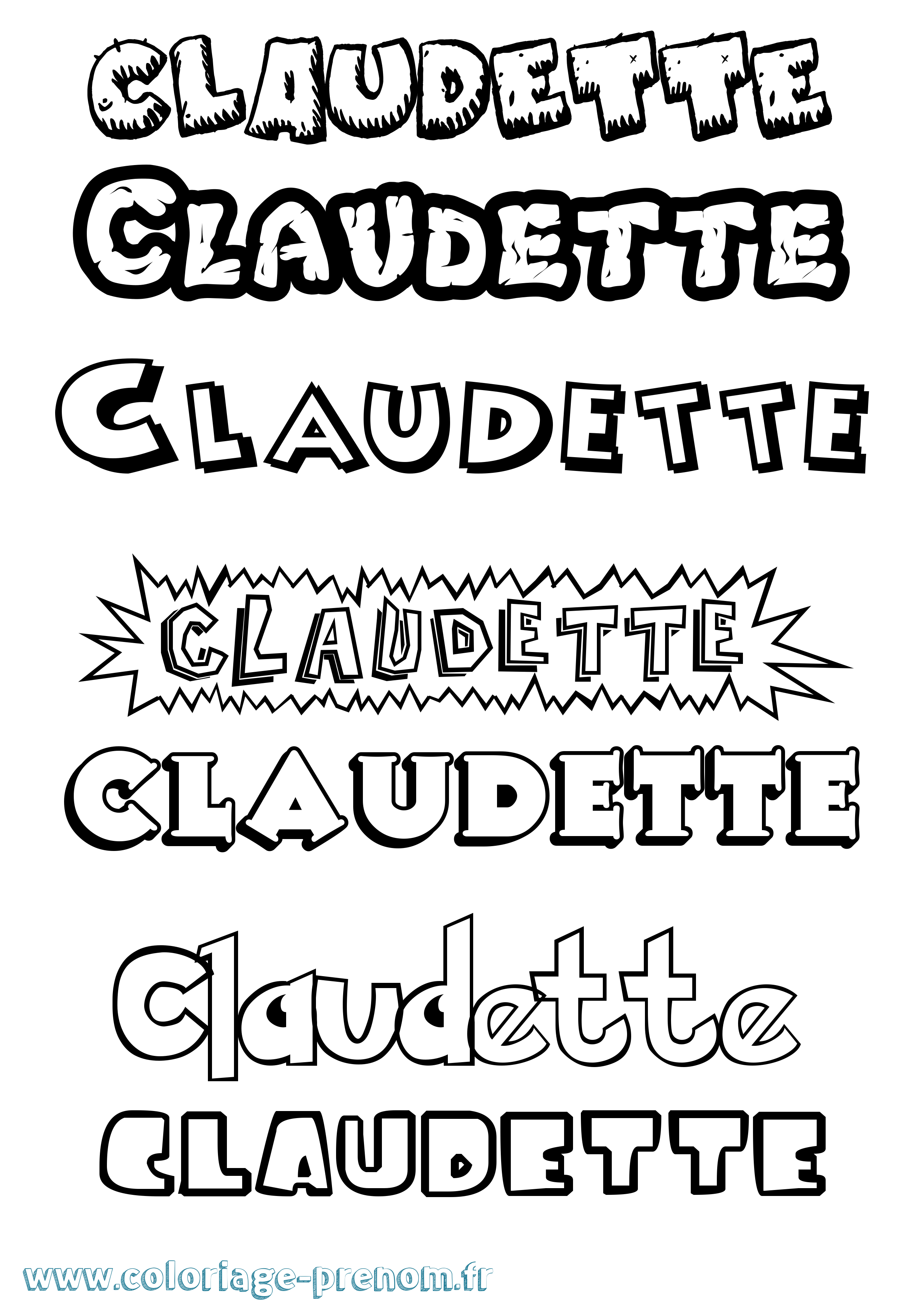 Coloriage prénom Claudette Dessin Animé