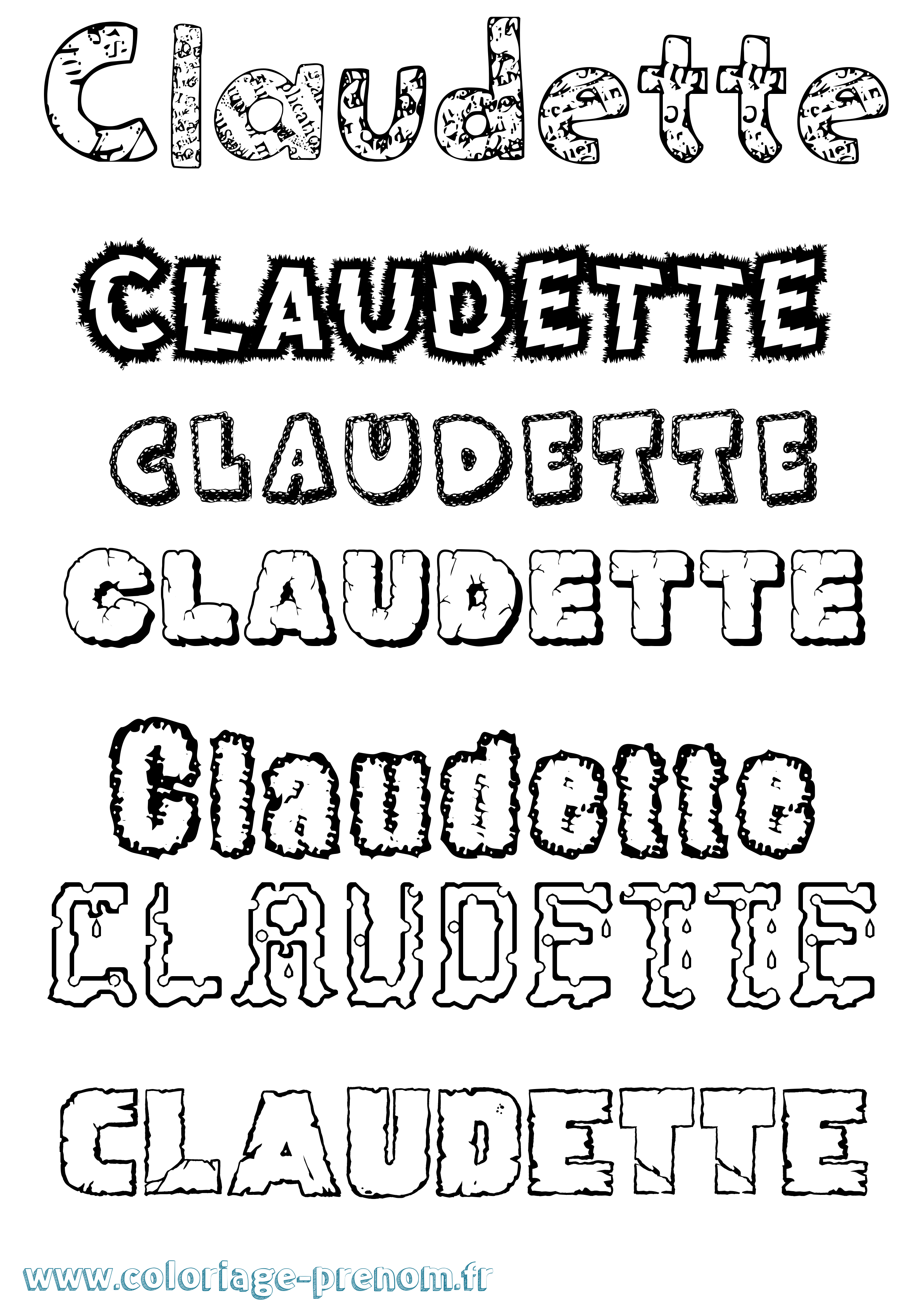 Coloriage prénom Claudette Destructuré
