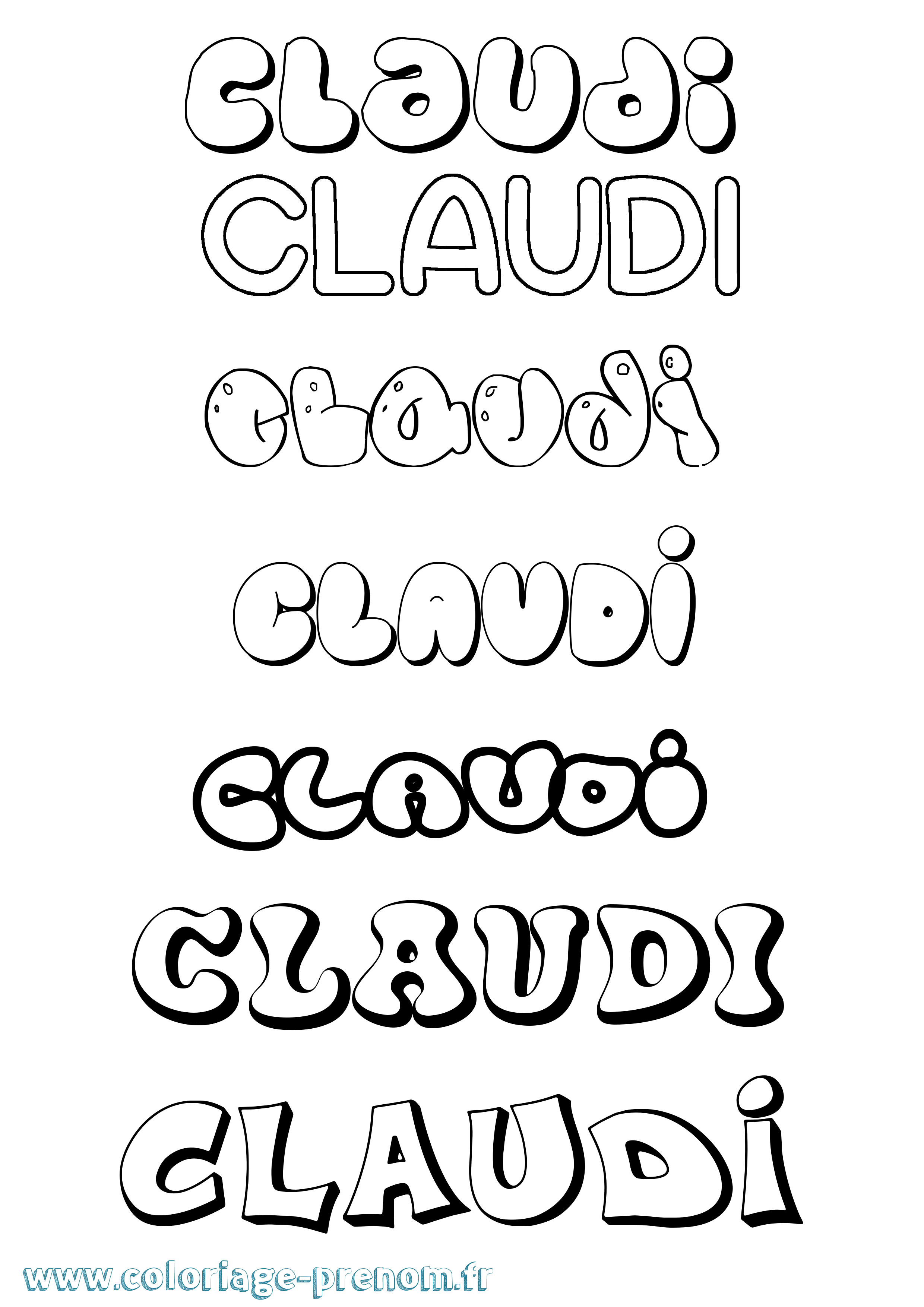 Coloriage Claudi Bubble Coloriage prénom Claudi Bubble