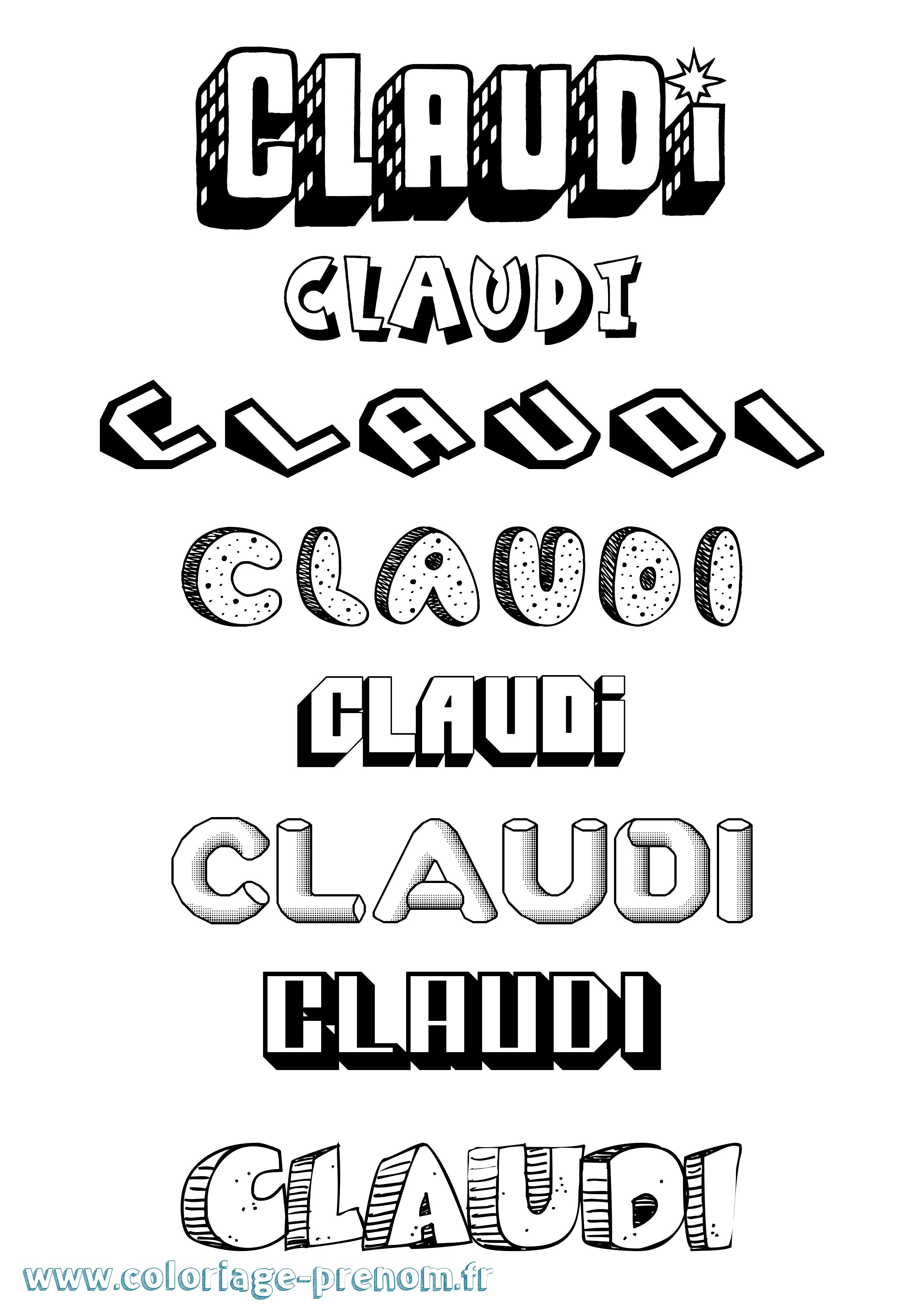 Coloriage Claudi Effet 3D Coloriage prénom Claudi Effet 3D