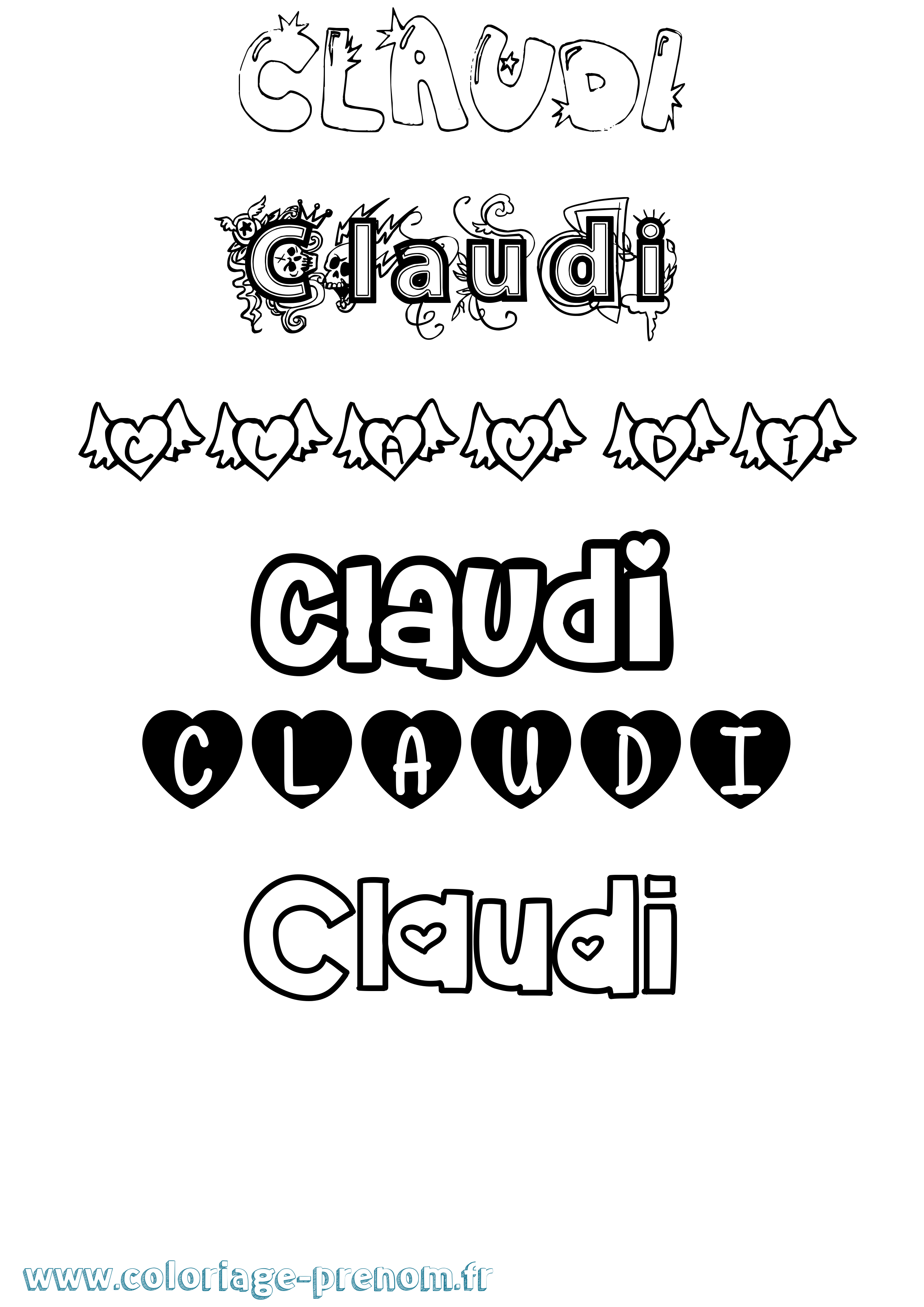 Coloriage Claudi Girly Coloriage prénom Claudi Girly