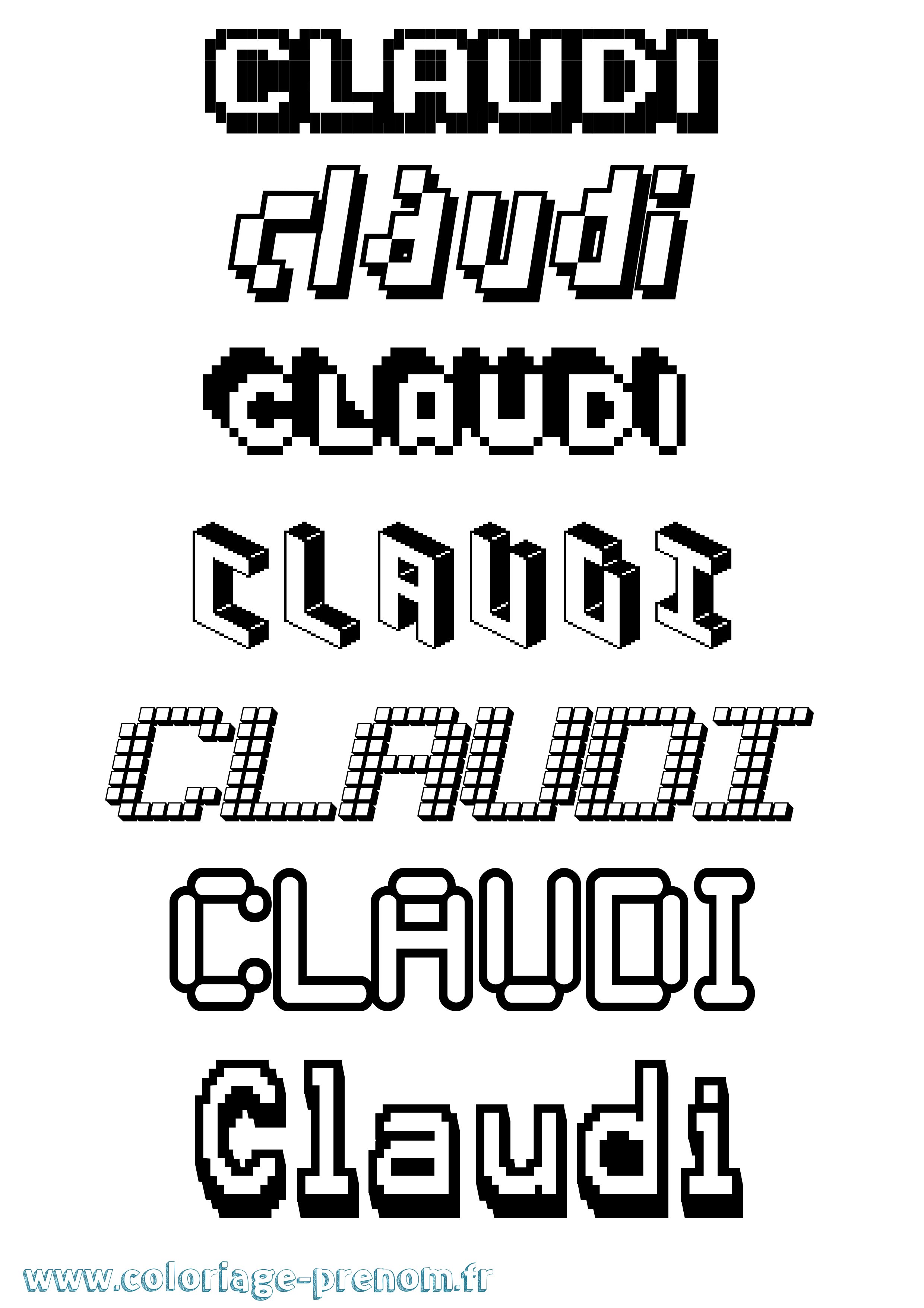 Coloriage Claudi Pixel Coloriage prénom Claudi Pixel