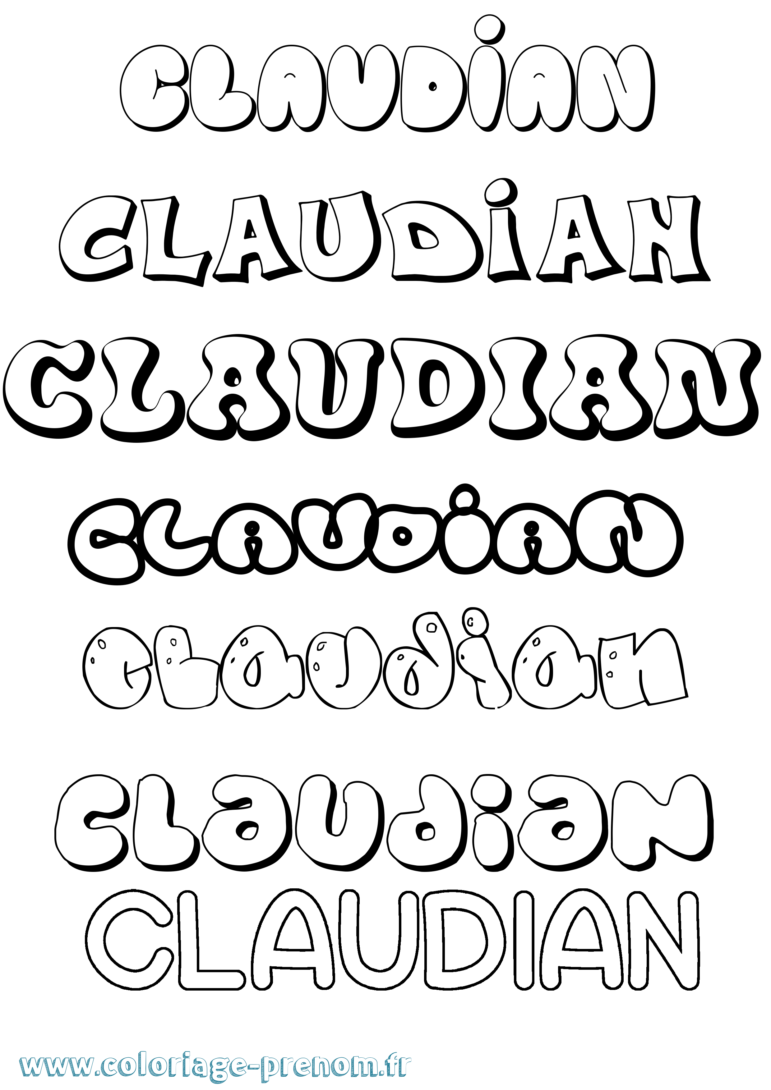 Coloriage prénom Claudian Bubble