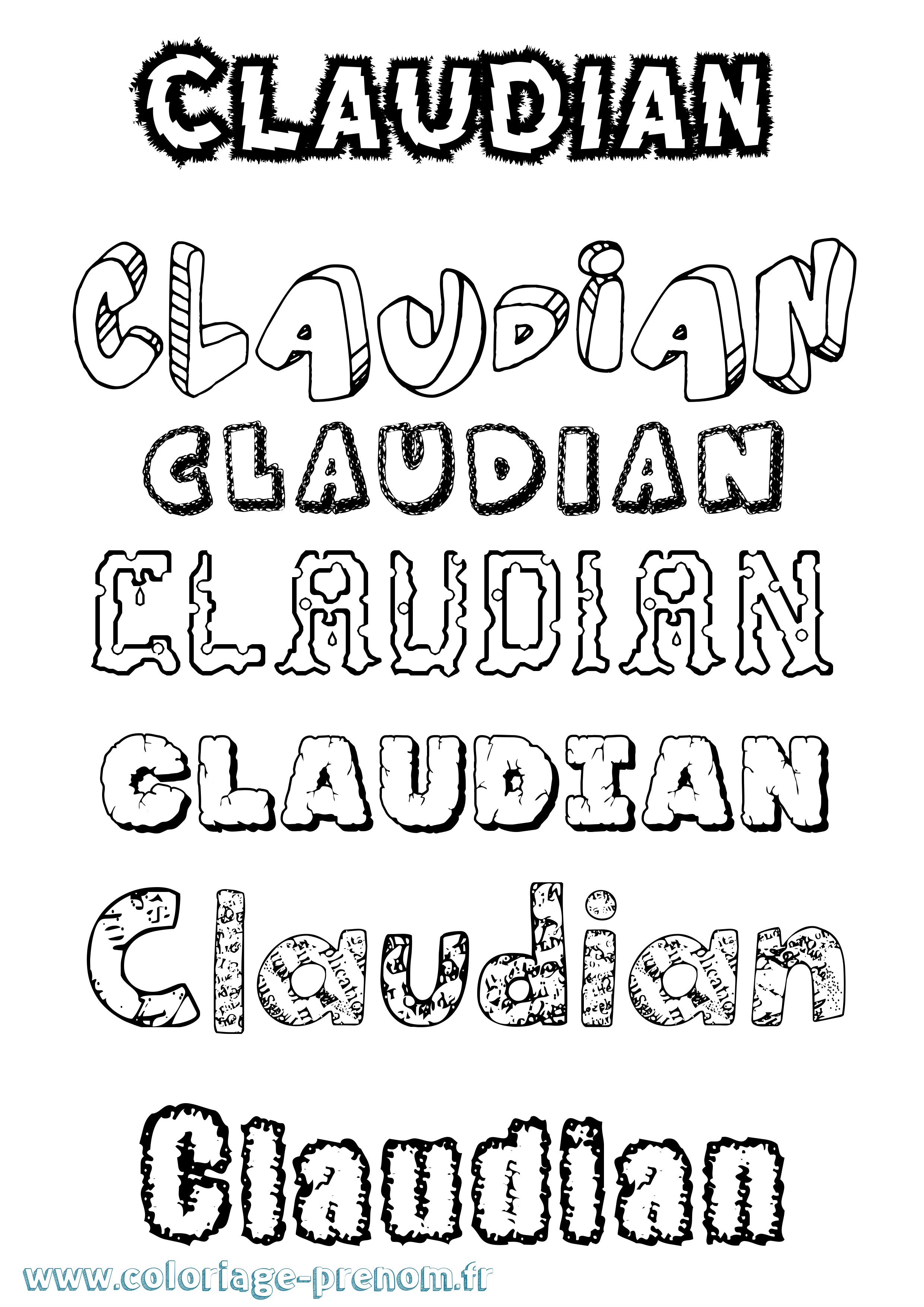 Coloriage prénom Claudian Destructuré