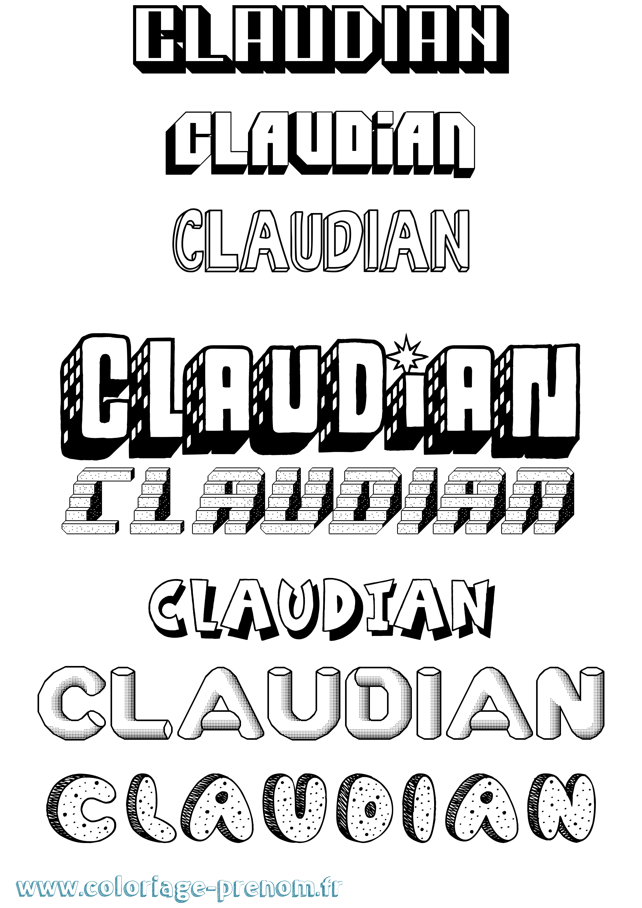 Coloriage prénom Claudian Effet 3D