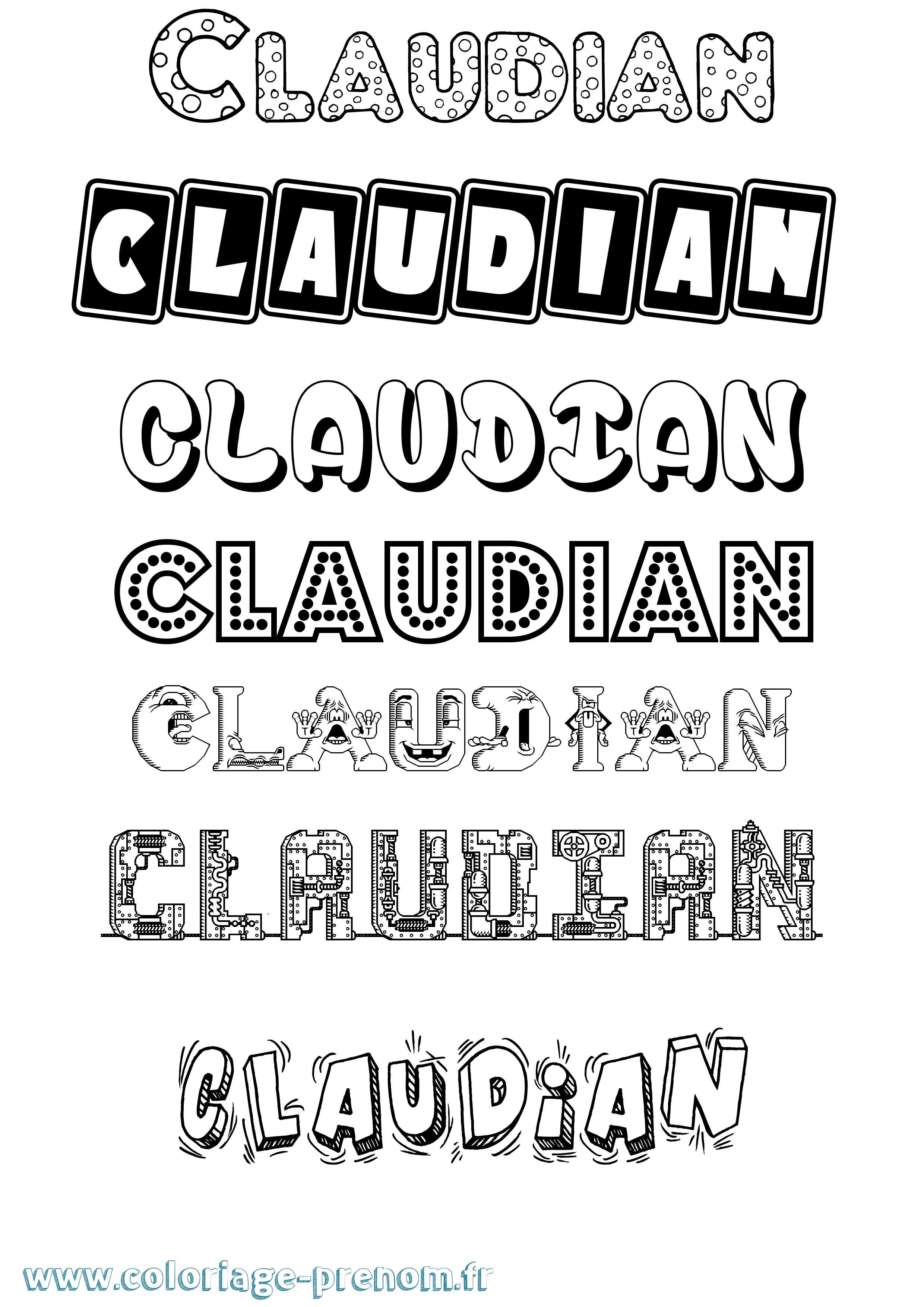 Coloriage prénom Claudian Fun