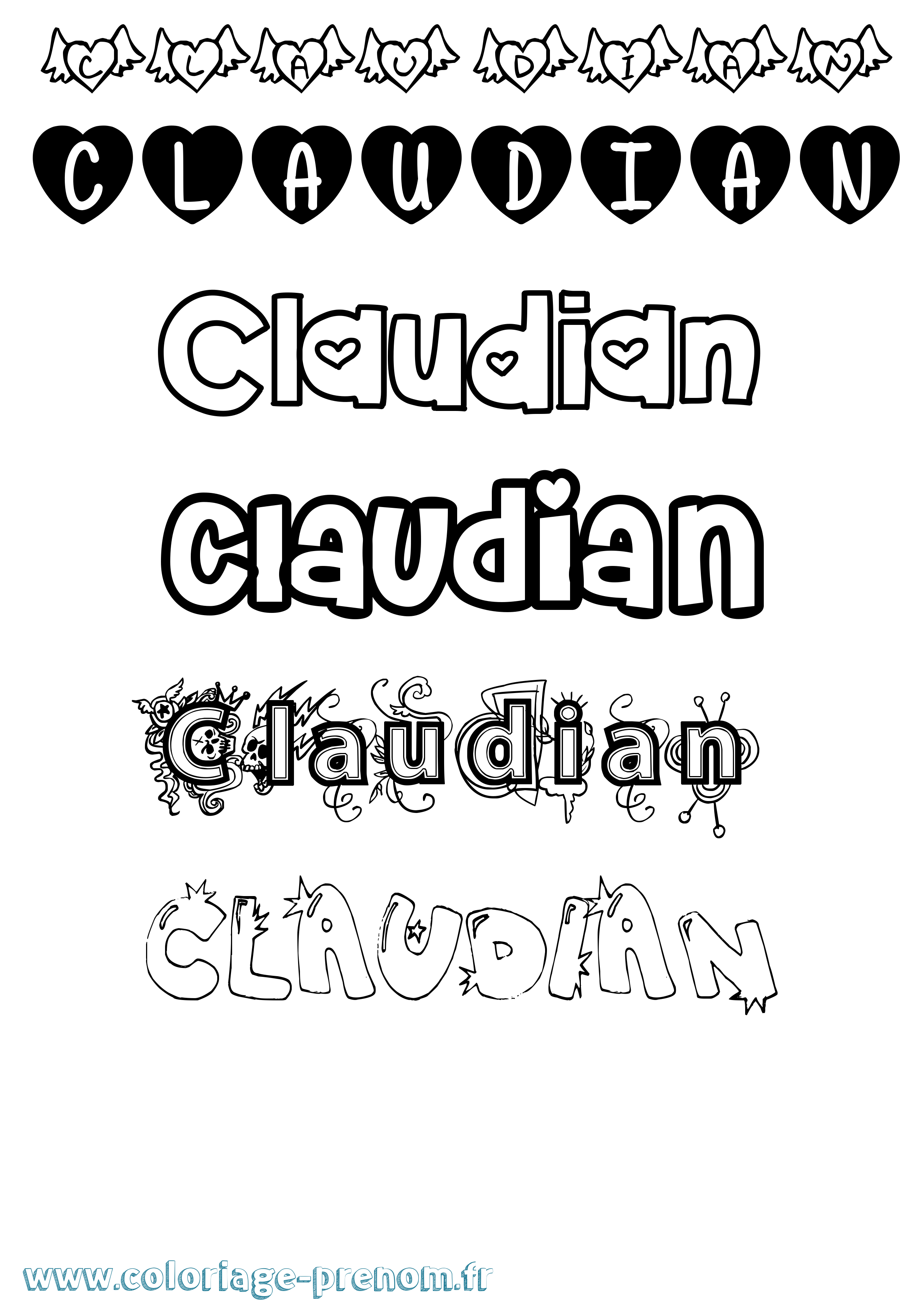 Coloriage prénom Claudian Girly