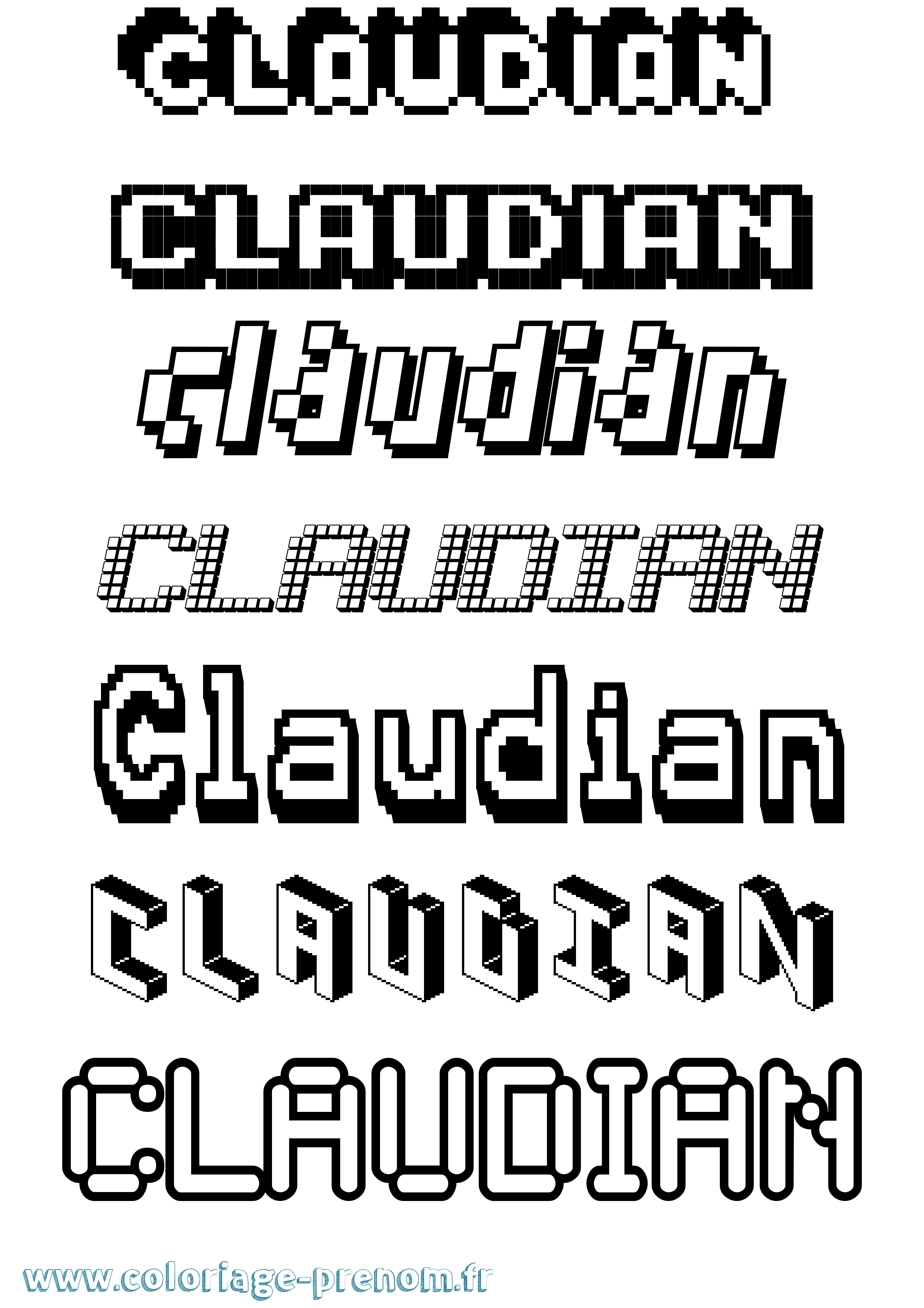 Coloriage prénom Claudian Pixel