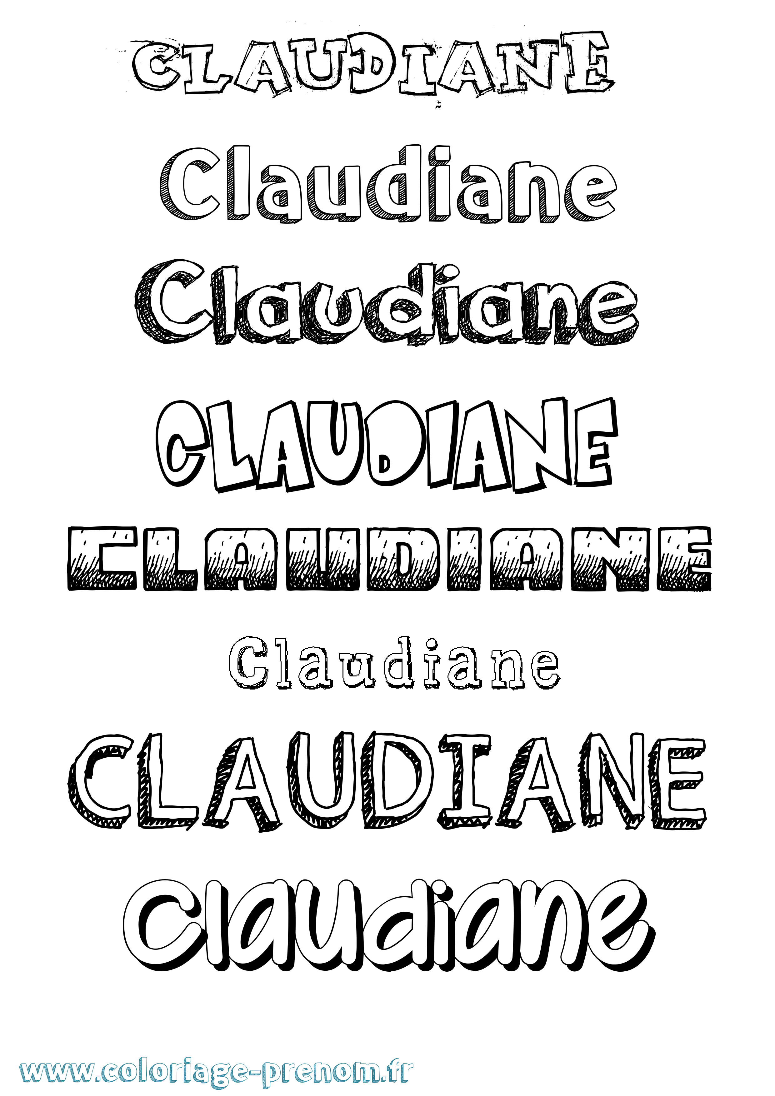 Coloriage prénom Claudiane Dessiné