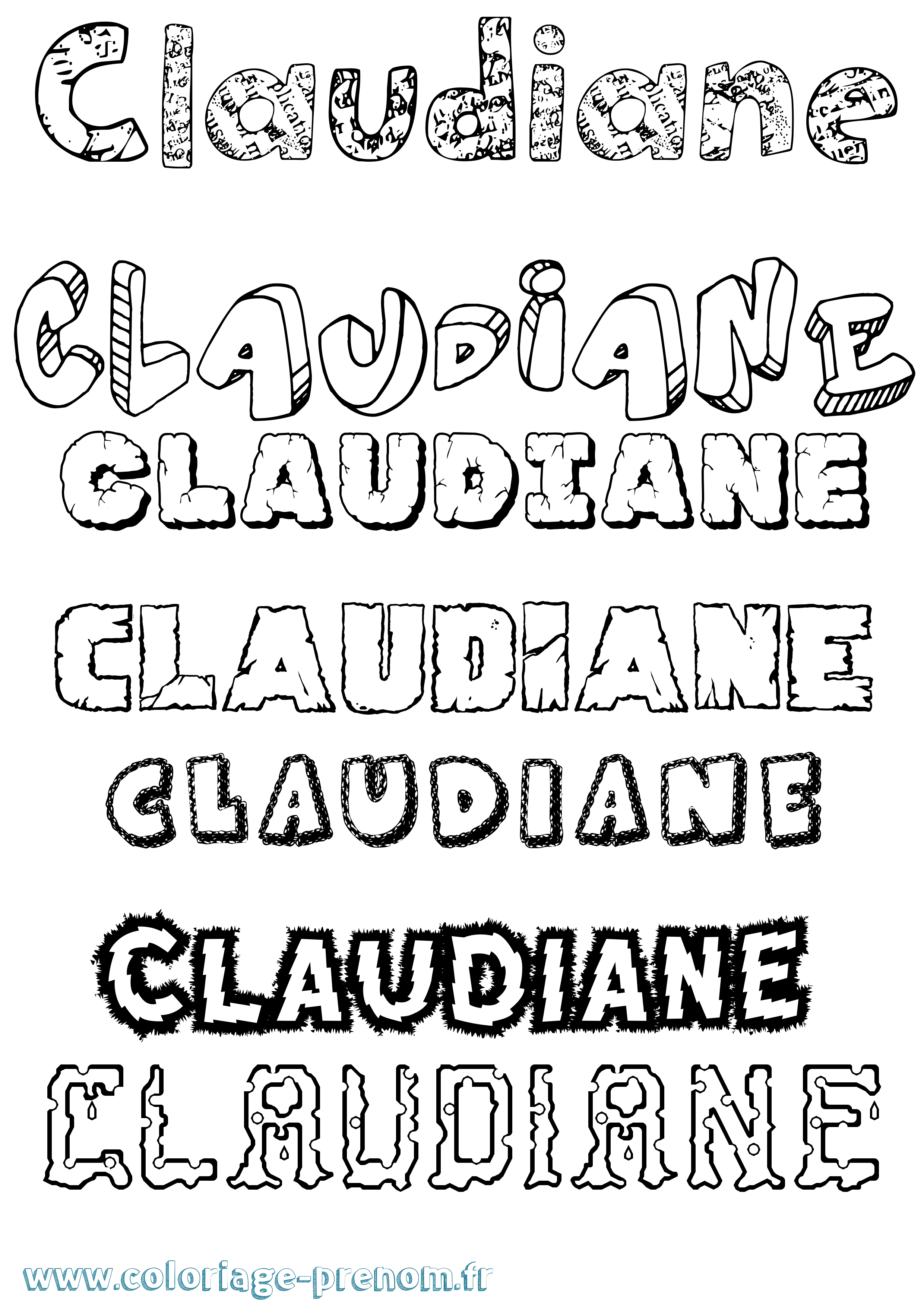 Coloriage prénom Claudiane Destructuré