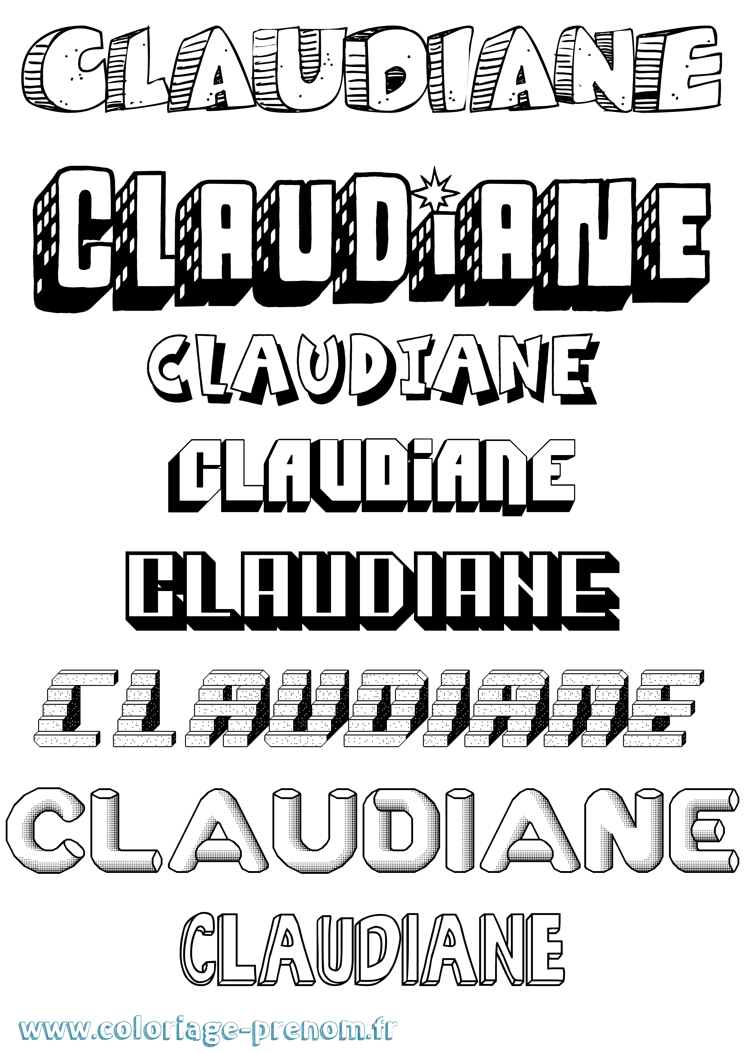 Coloriage prénom Claudiane Effet 3D