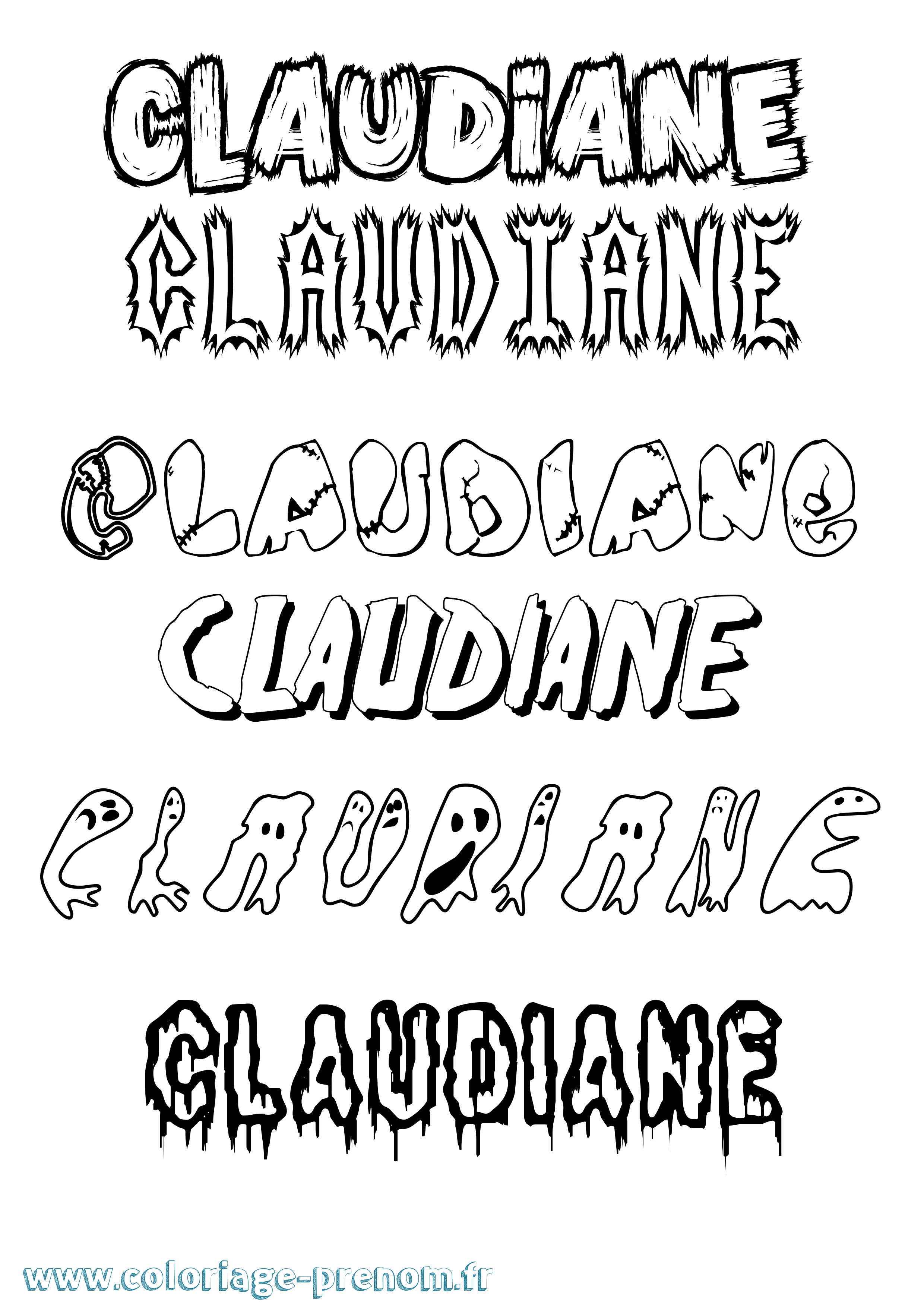 Coloriage prénom Claudiane Frisson