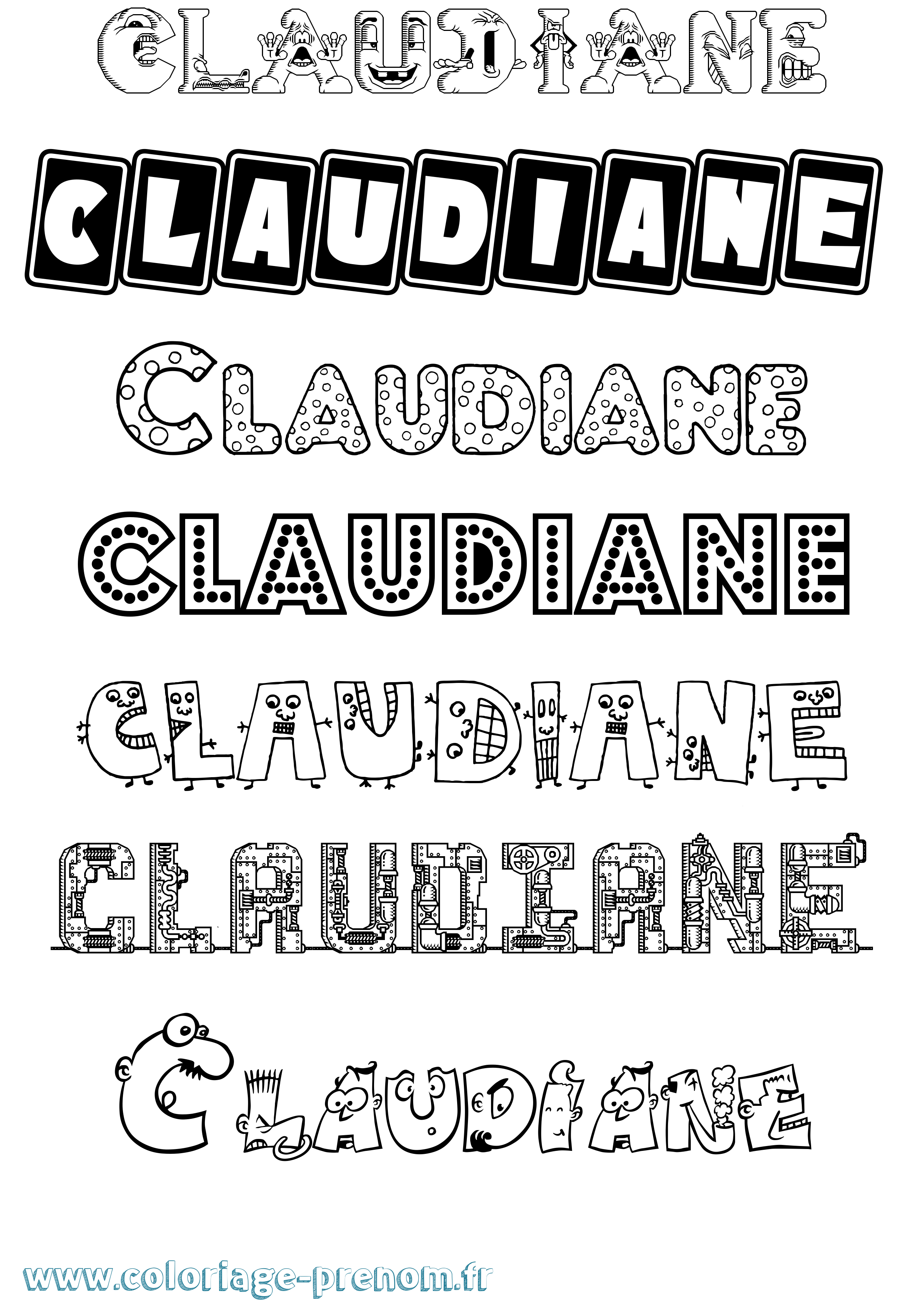 Coloriage prénom Claudiane Fun