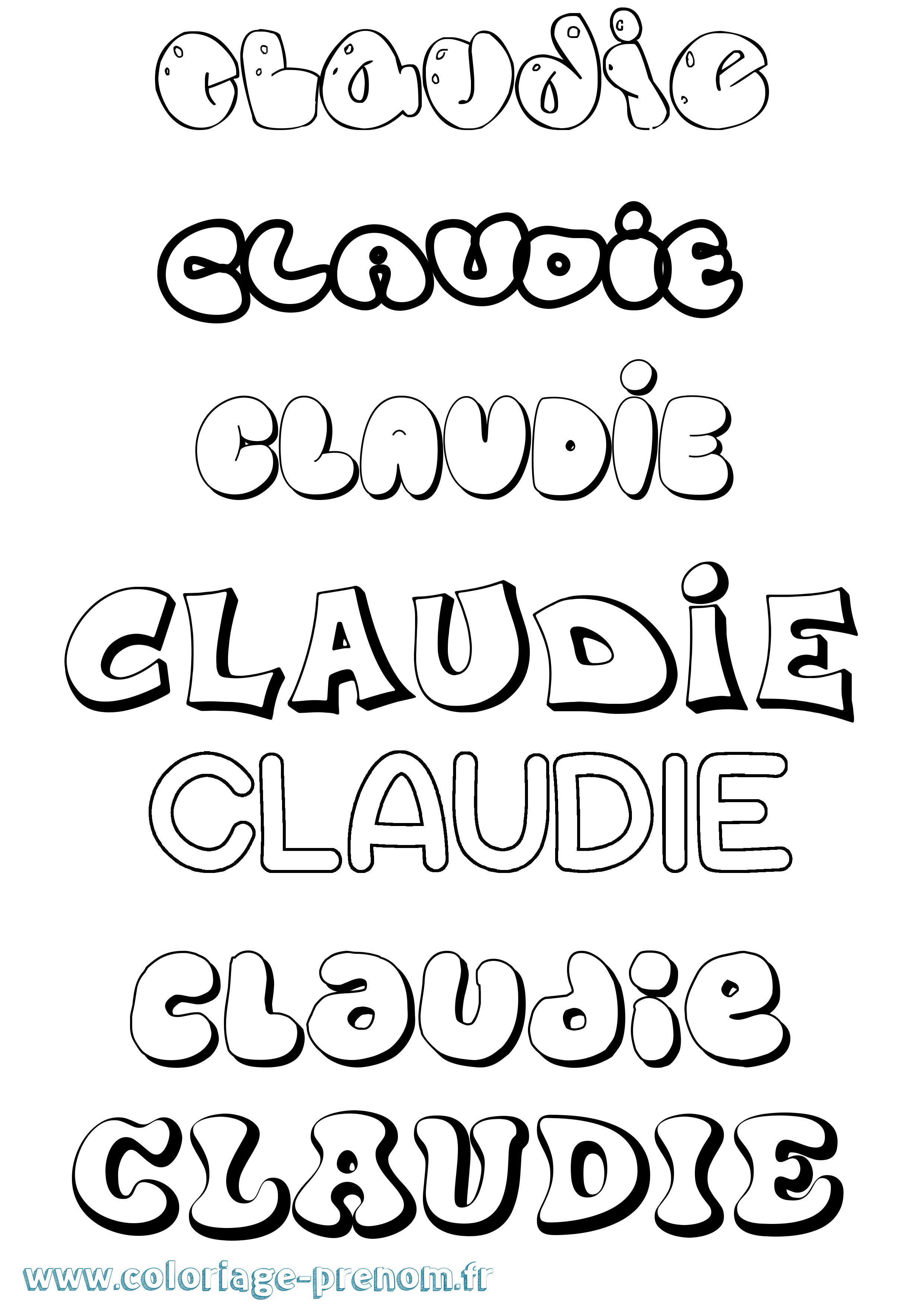 Coloriage Claudie Bubble Coloriage prénom Claudie Bubble