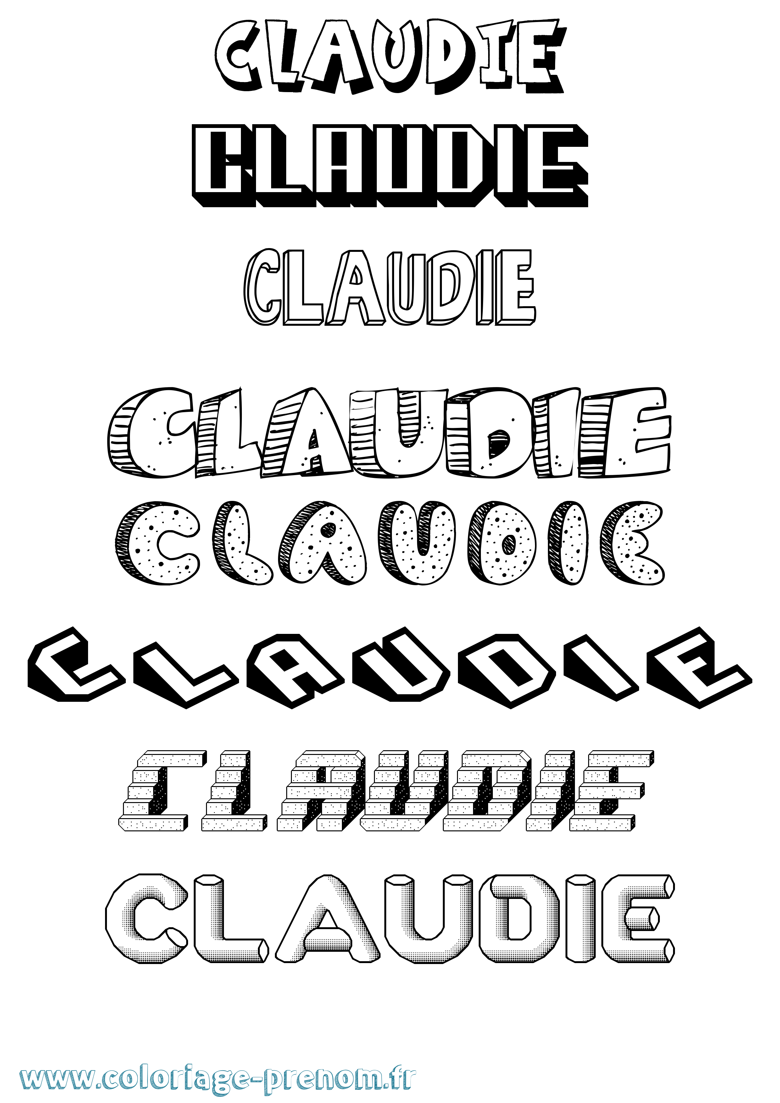 Coloriage Claudie Effet 3D Coloriage prénom Claudie Effet 3D