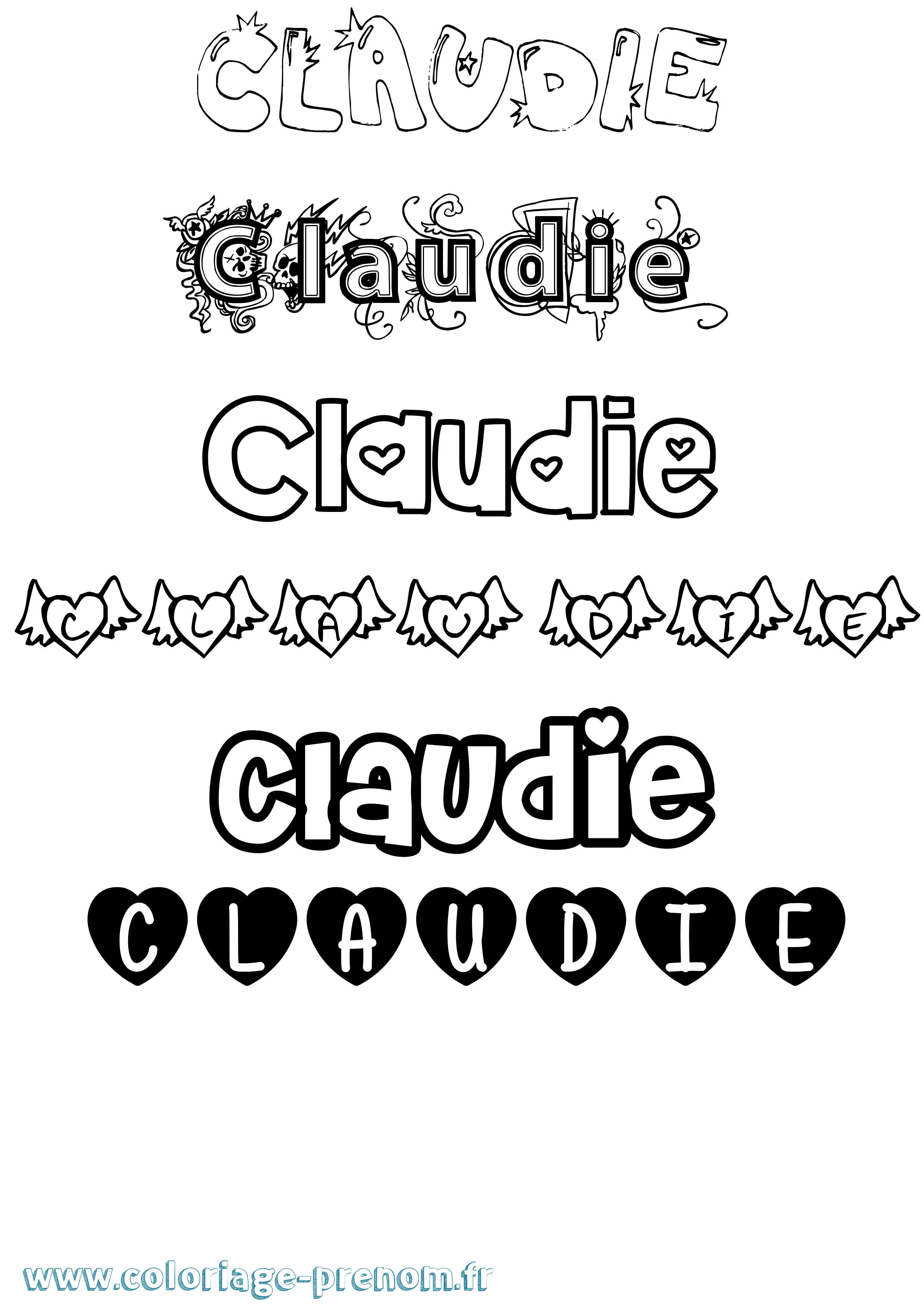 Coloriage Claudie Girly Coloriage prénom Claudie Girly