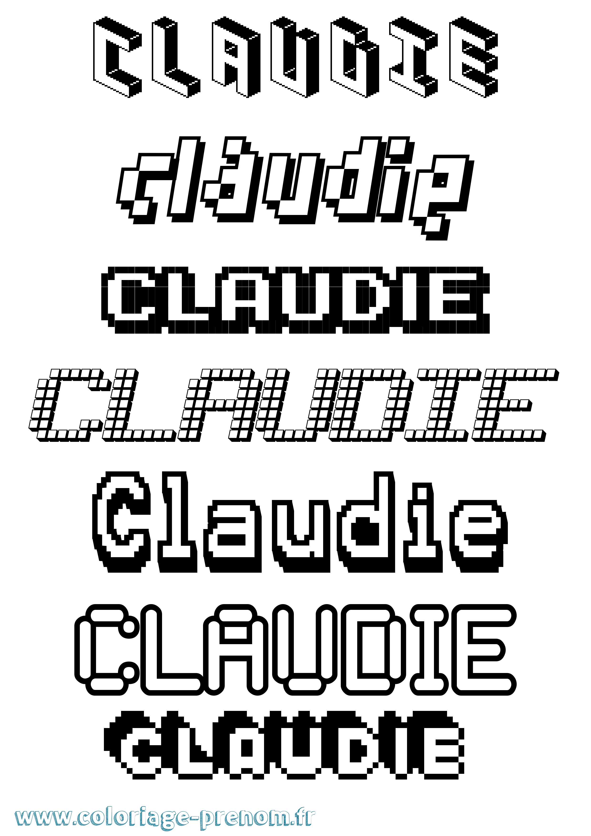 Coloriage Claudie Pixel Coloriage prénom Claudie Pixel