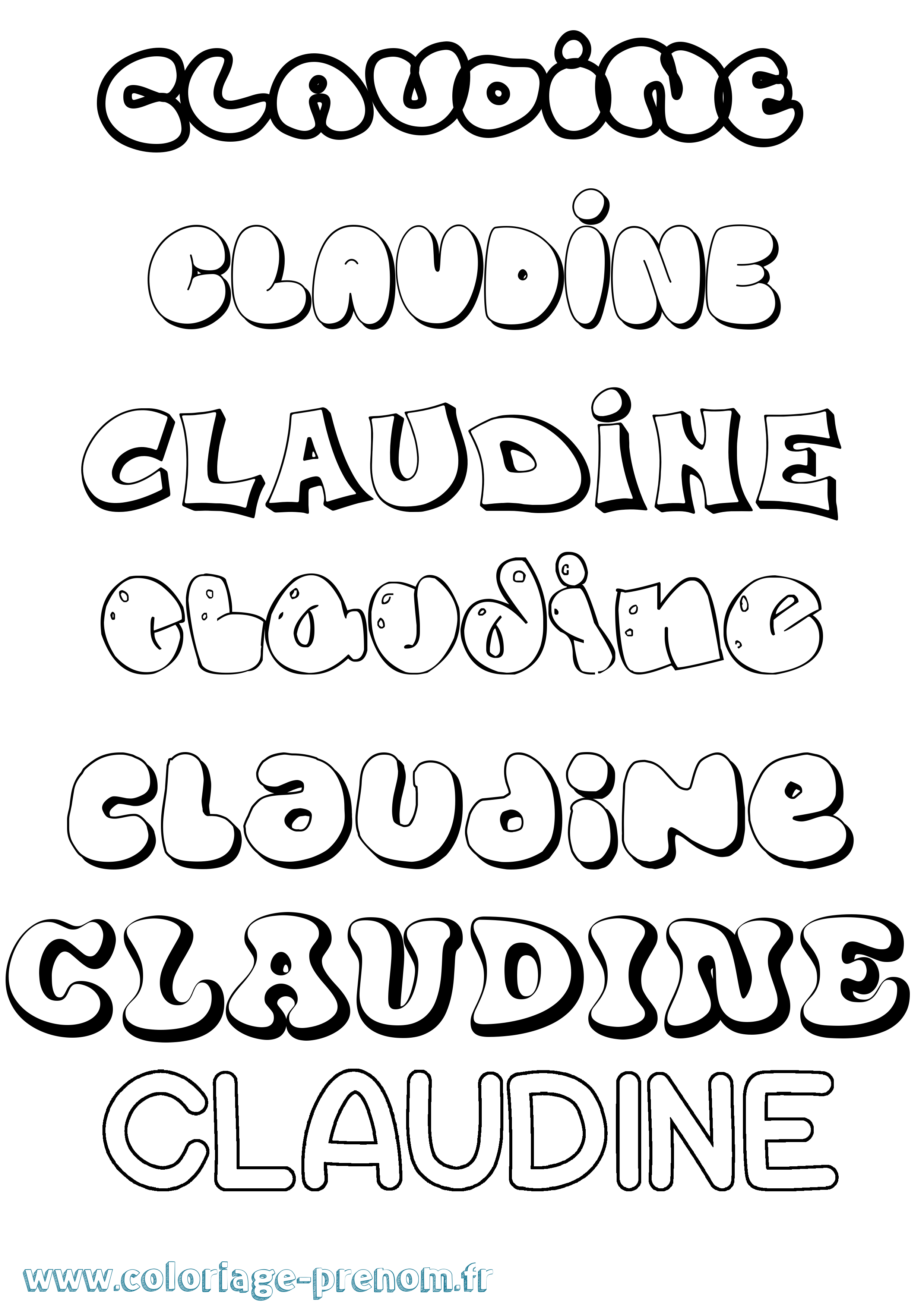 Coloriage Claudine Bubble Coloriage prénom Claudine Bubble
