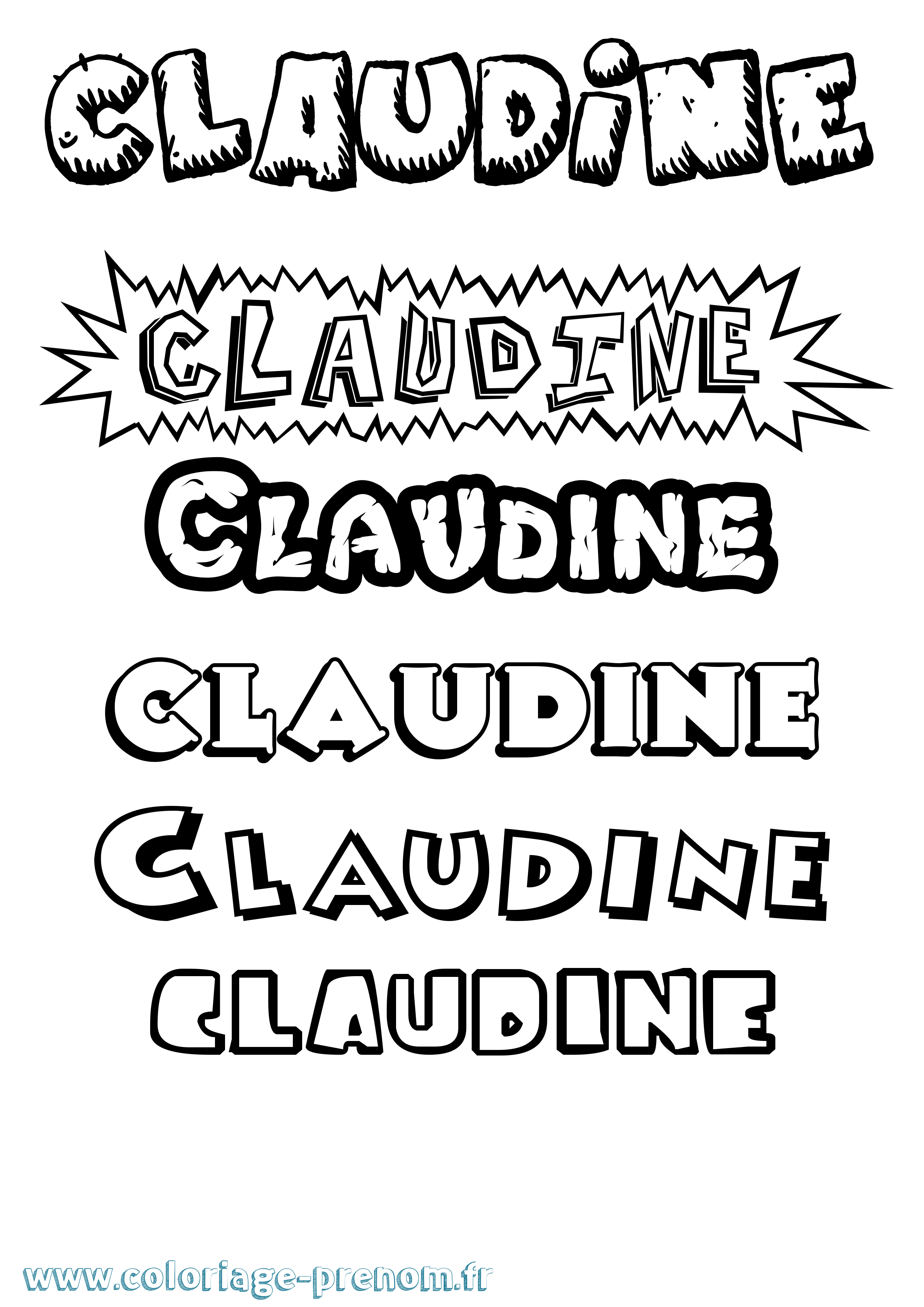Coloriage Claudine Dessin Animé Coloriage prénom Claudine Dessin Animé