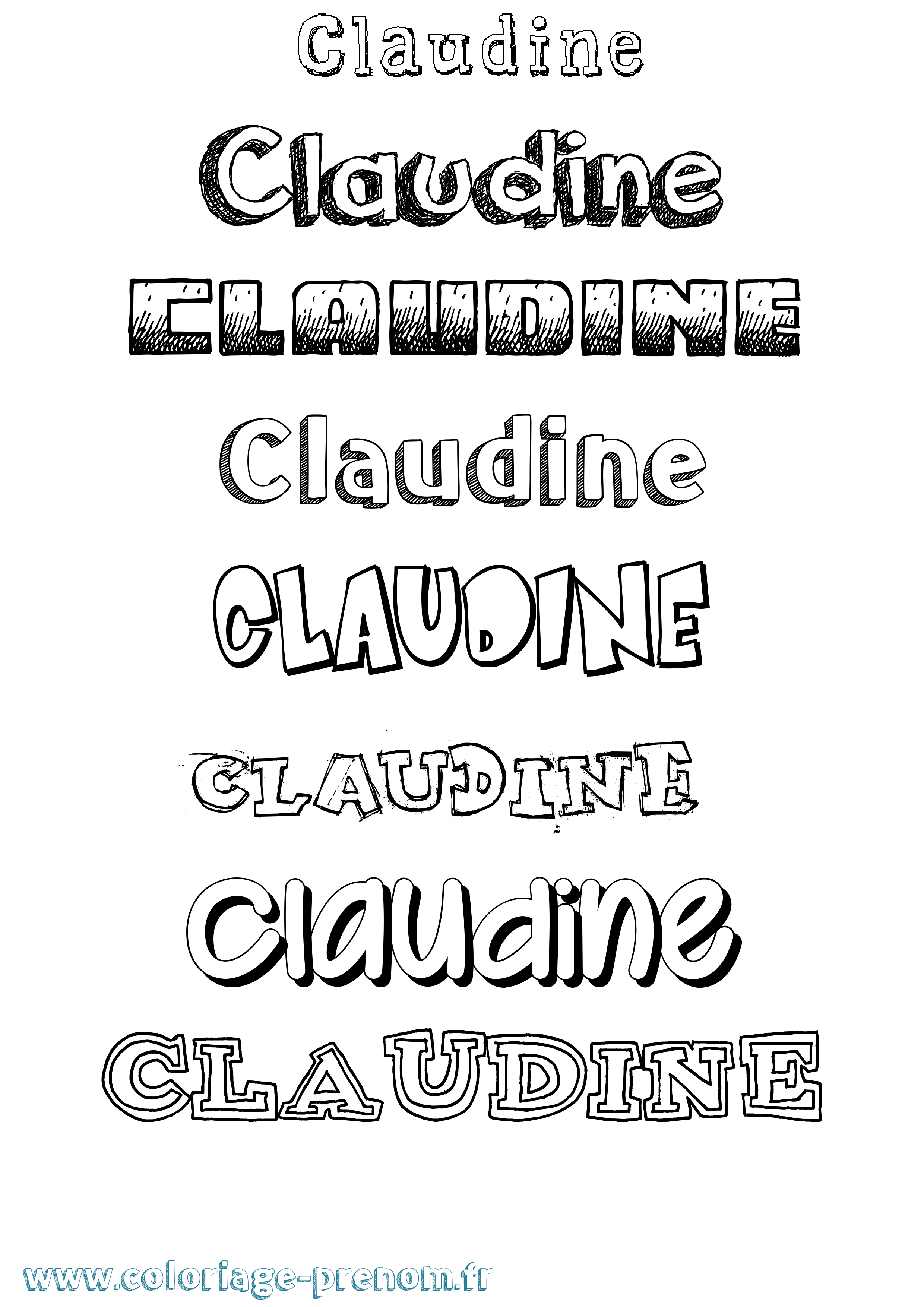 Coloriage Claudine Dessiné Coloriage prénom Claudine Dessiné