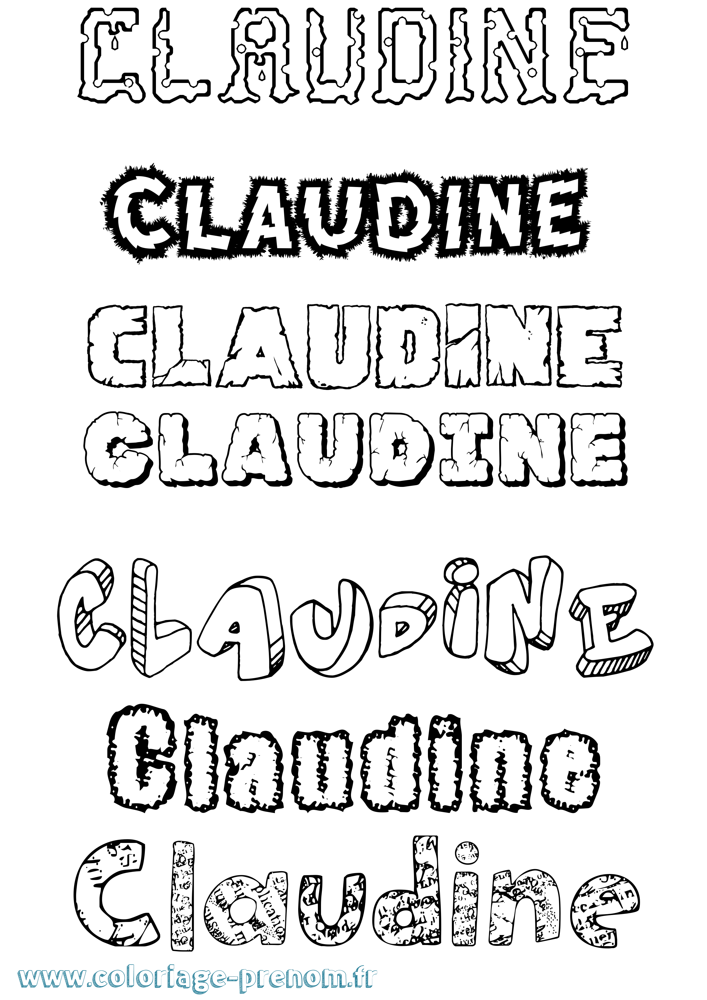 Coloriage Claudine Destructuré Coloriage prénom Claudine Destructuré