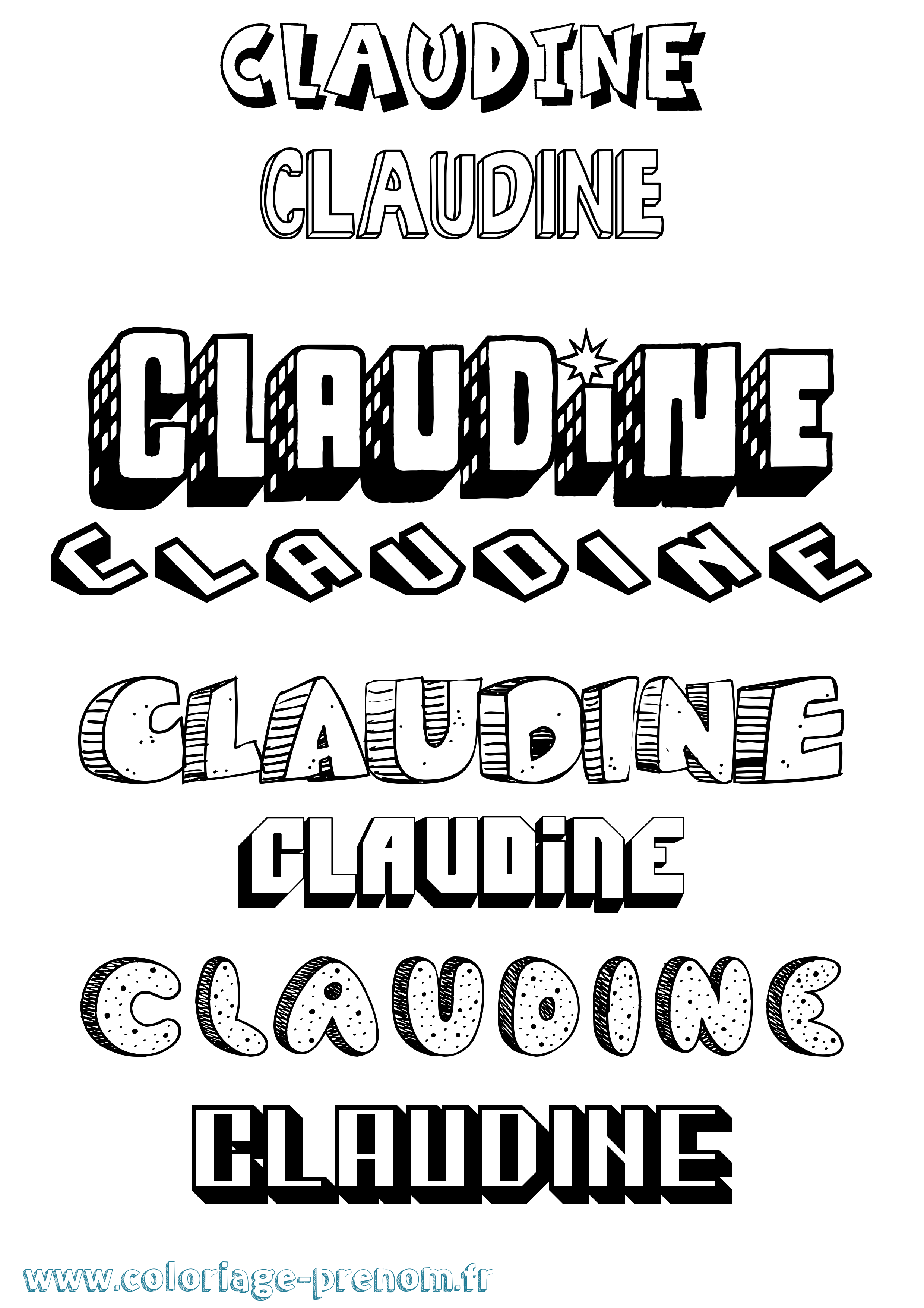 Coloriage Claudine Effet 3D Coloriage prénom Claudine Effet 3D