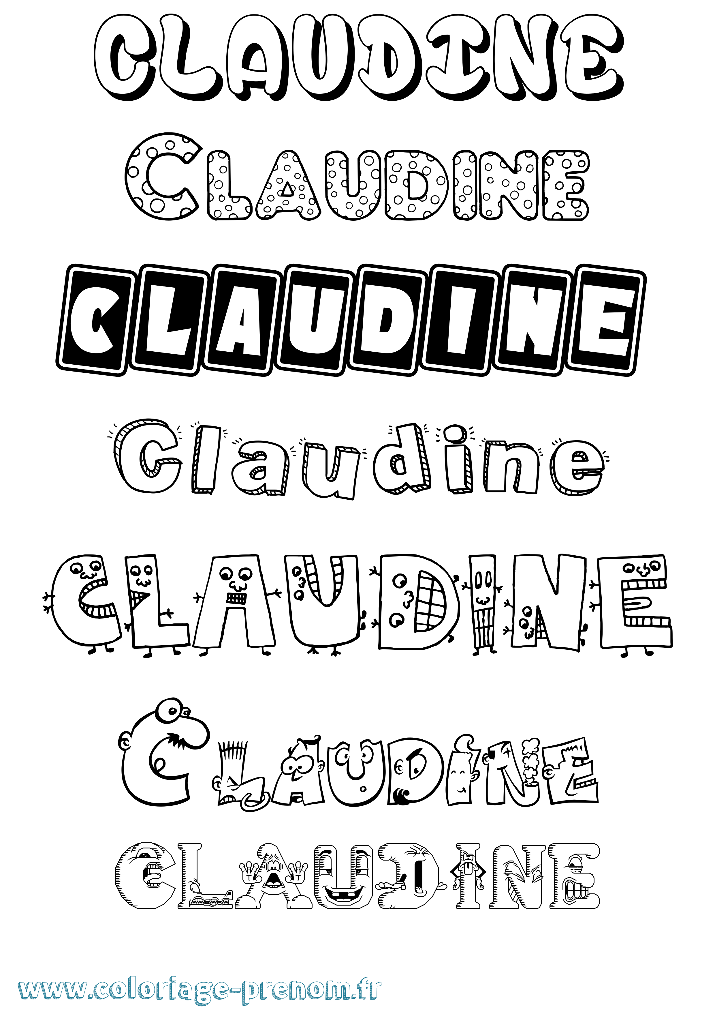 Coloriage prénom Claudine Fun