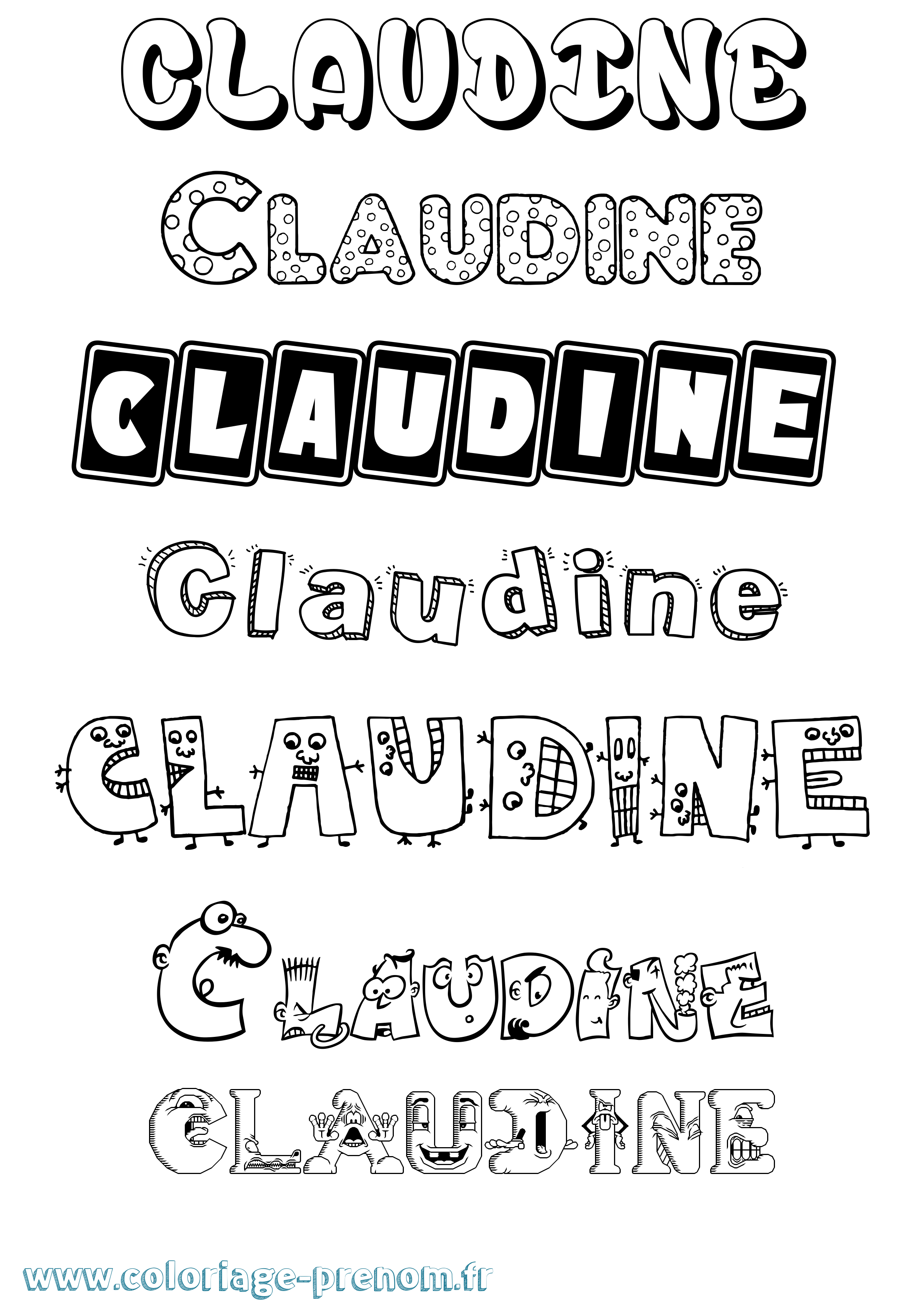 Coloriage Claudine Fun Coloriage prénom Claudine Fun