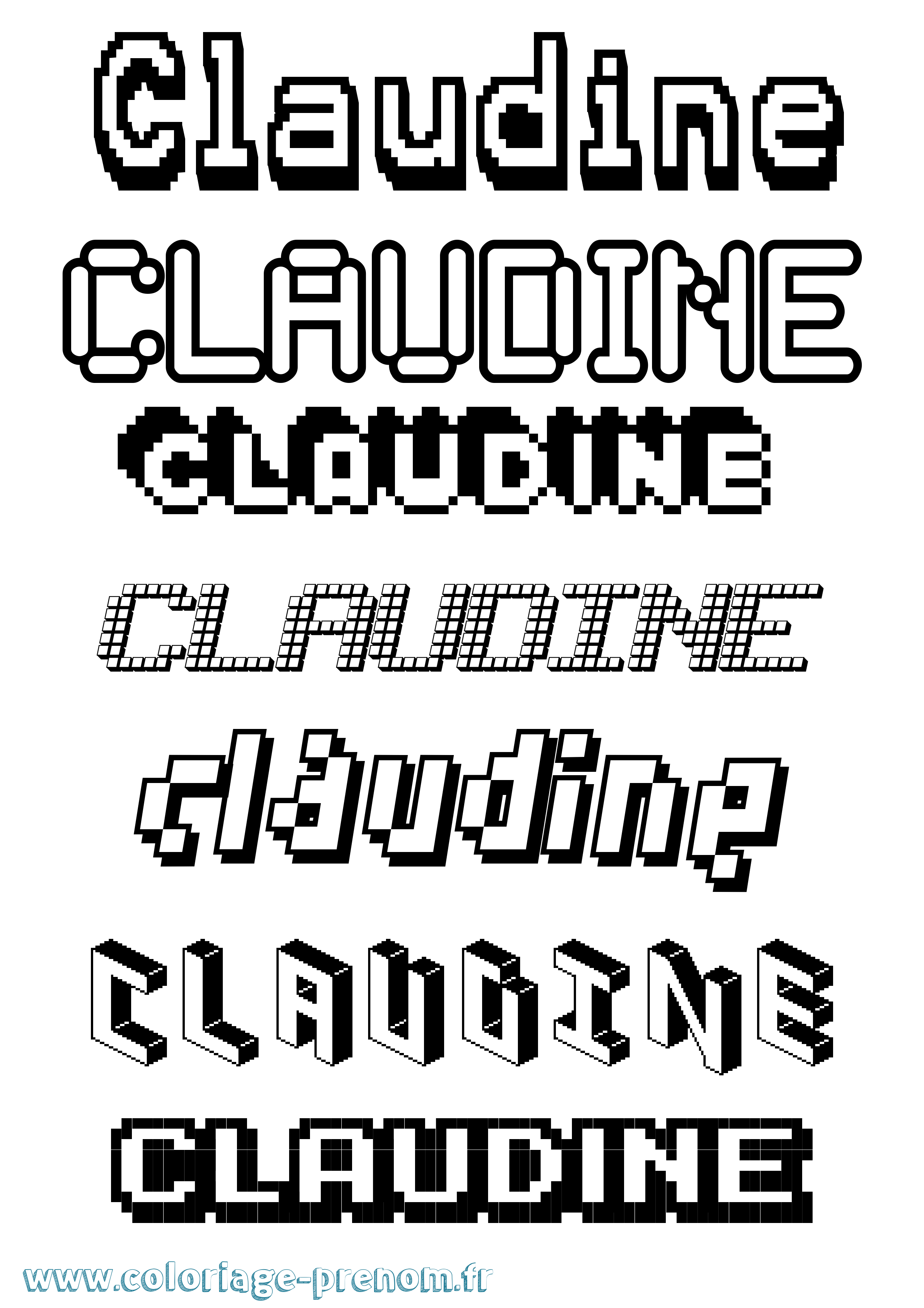 Coloriage prénom Claudine Pixel
