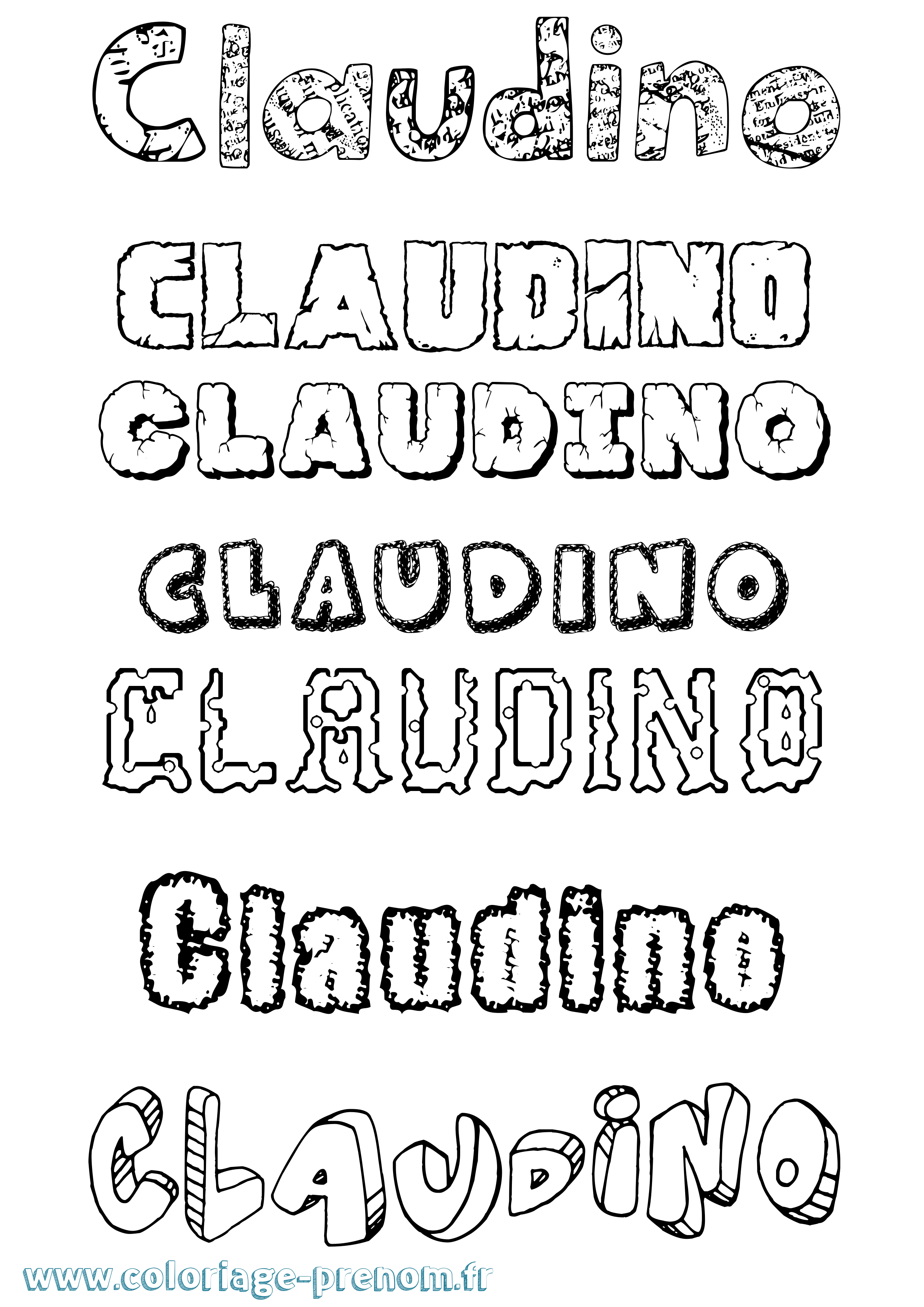 Coloriage prénom Claudino Destructuré