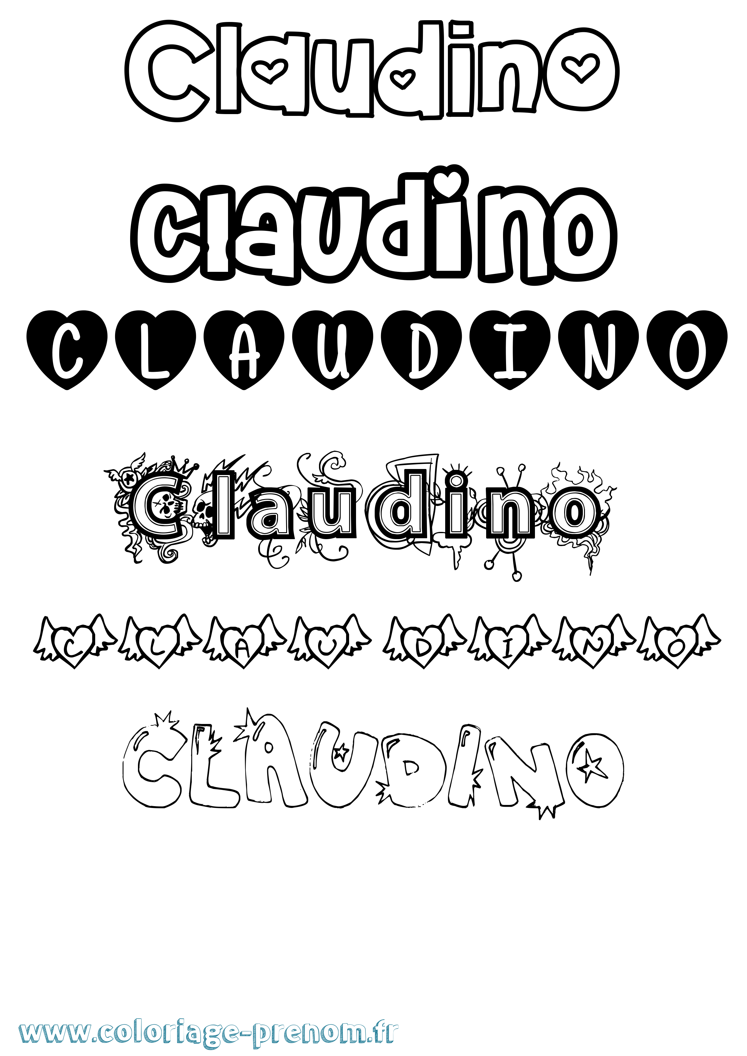 Coloriage prénom Claudino Girly