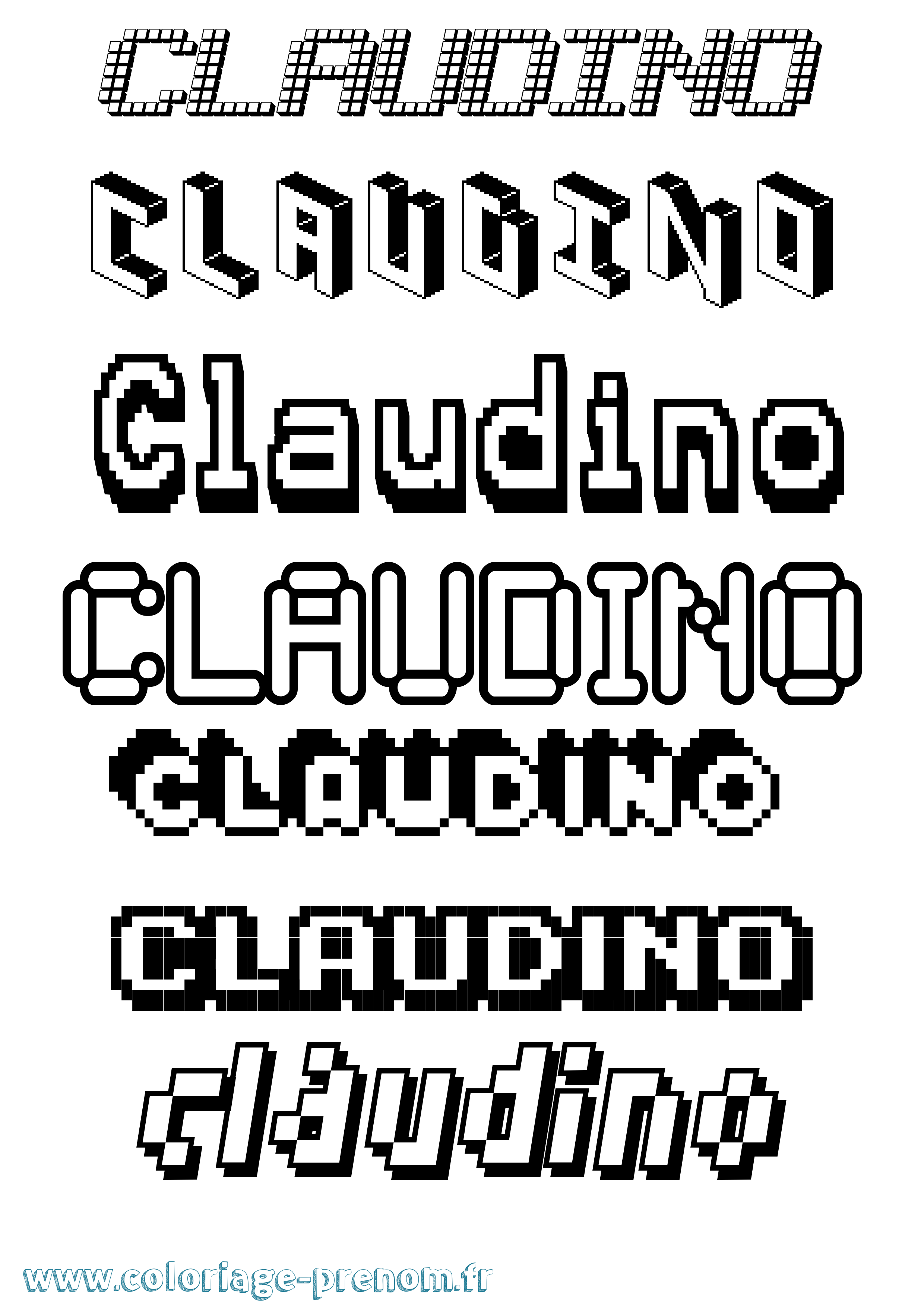 Coloriage prénom Claudino Pixel
