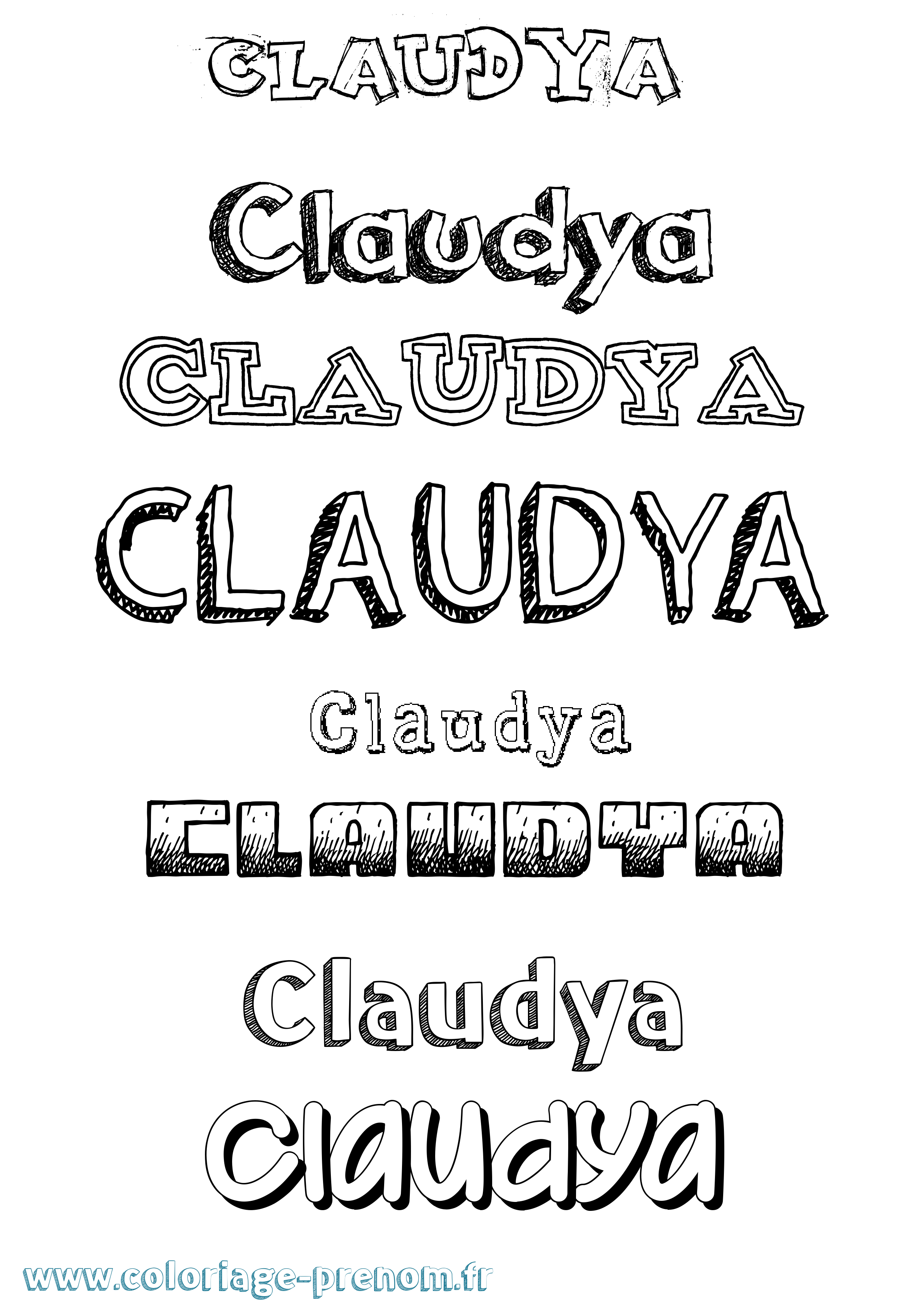 Coloriage prénom Claudya Dessiné