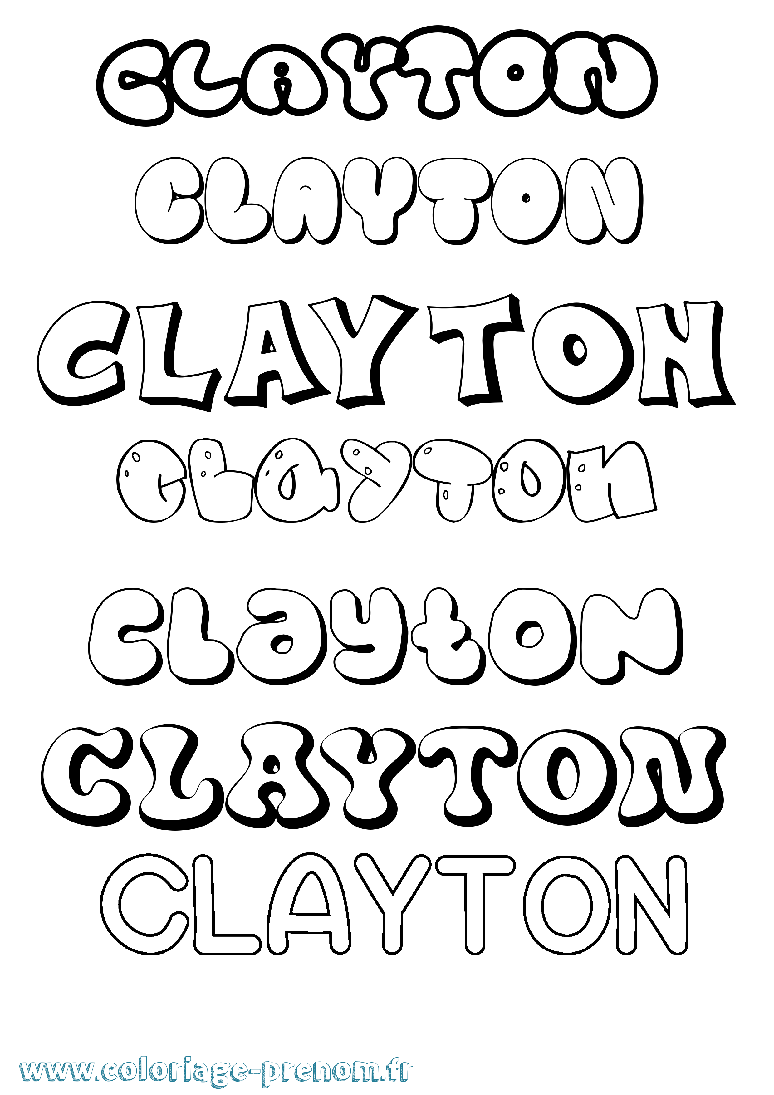 Coloriage Clayton Bubble Coloriage prénom Clayton Bubble
