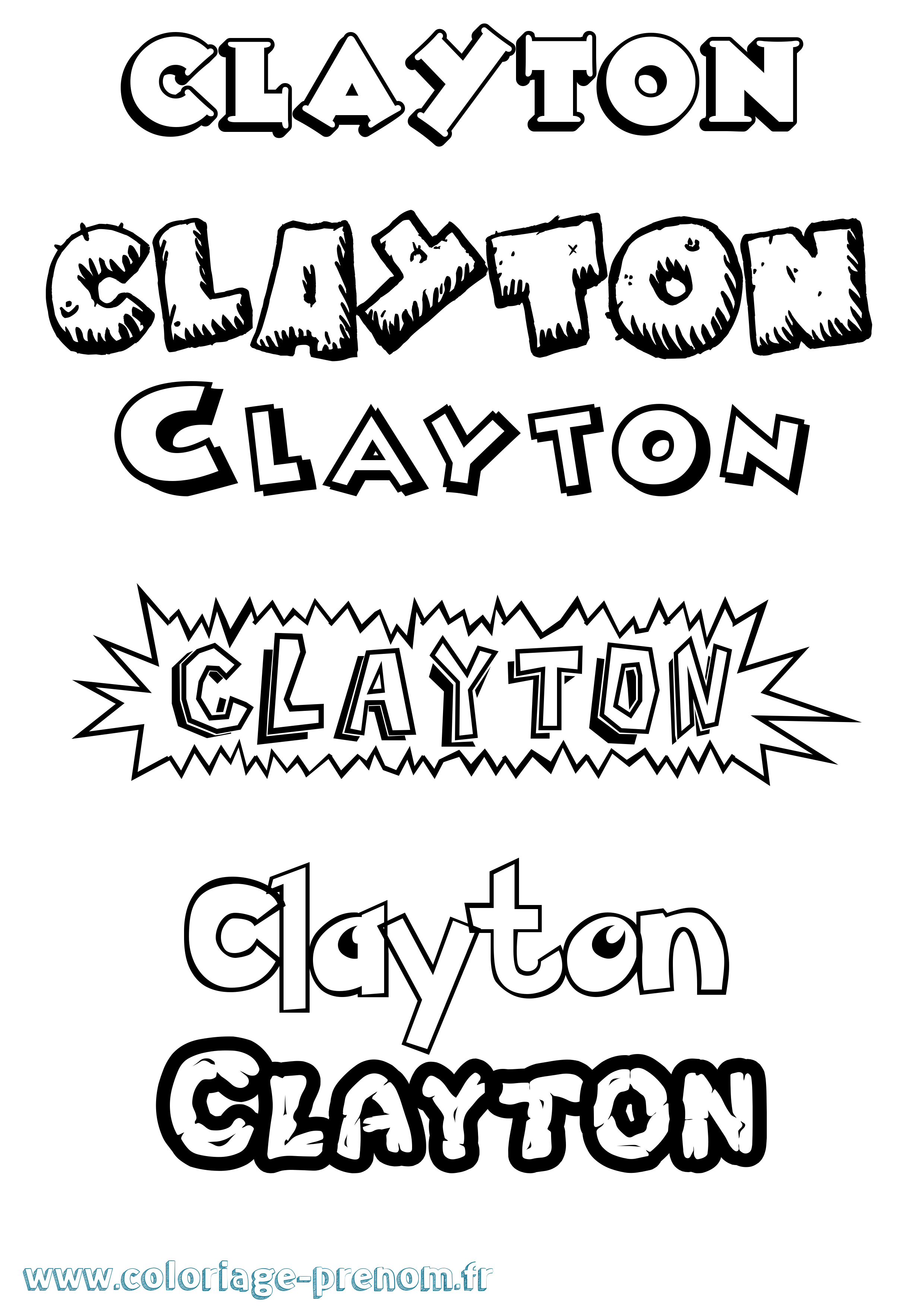Coloriage Clayton Dessin Animé Coloriage prénom Clayton Dessin Animé