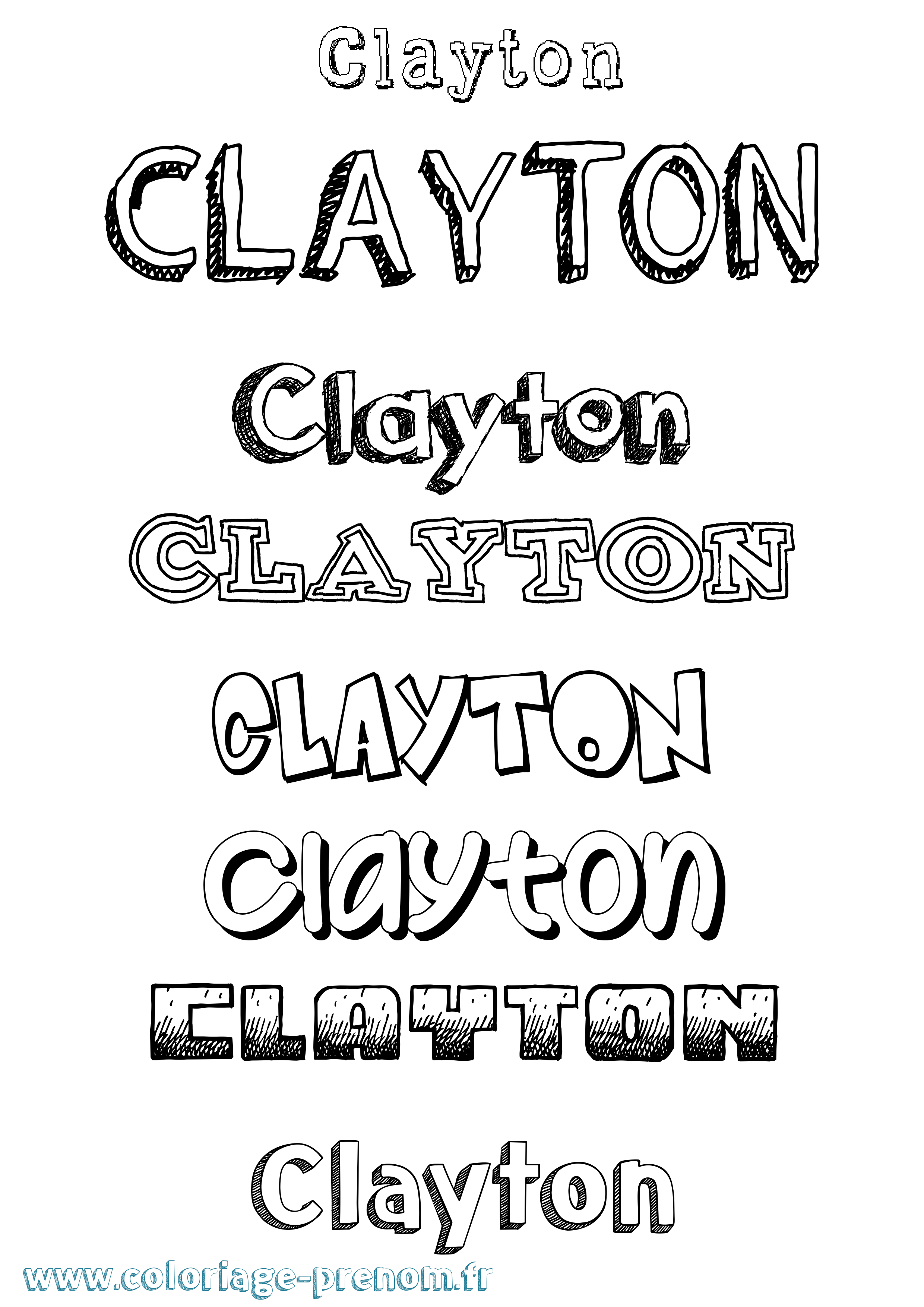 Coloriage Clayton Dessiné Coloriage prénom Clayton Dessiné