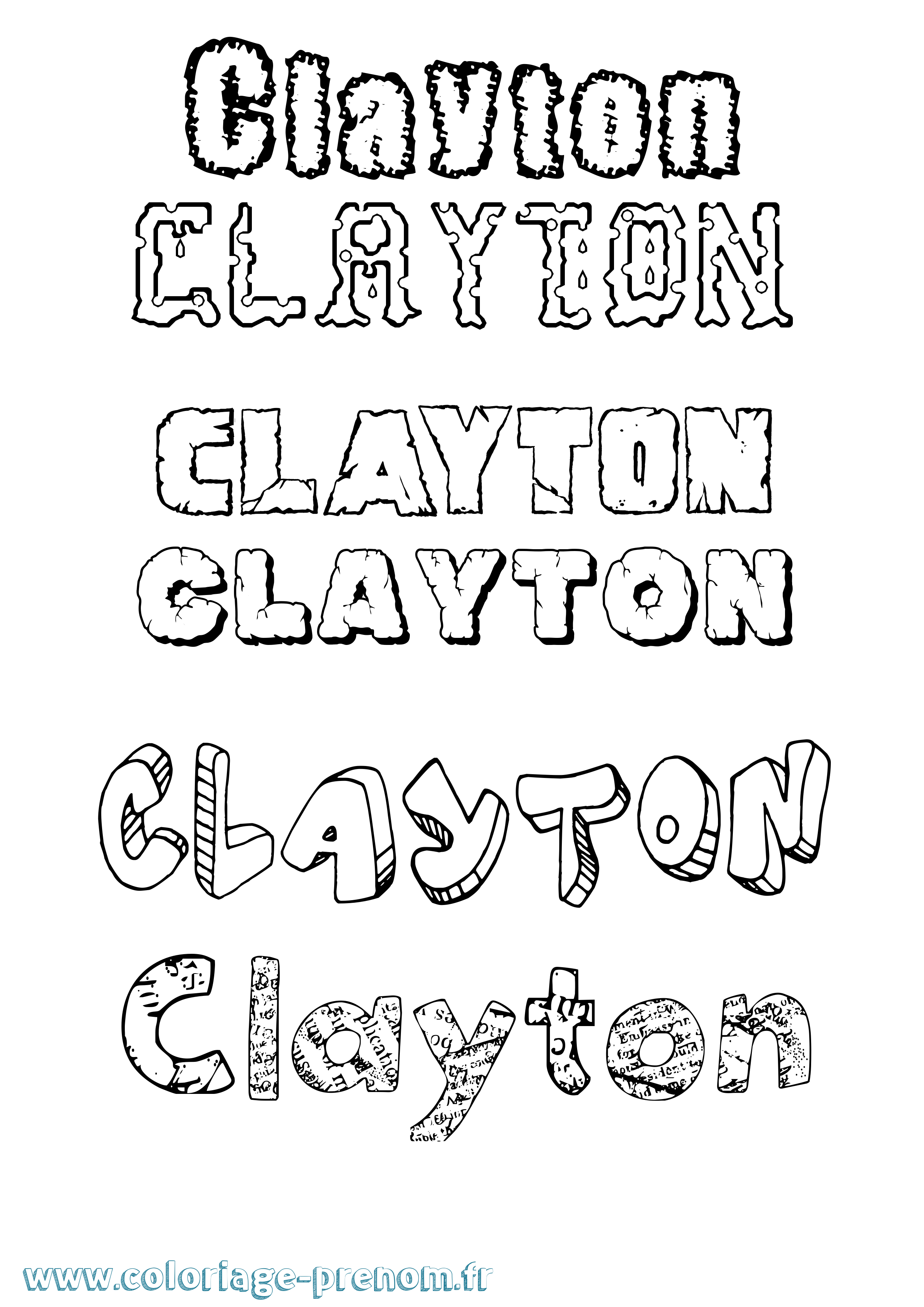 Coloriage Clayton Destructuré Coloriage prénom Clayton Destructuré