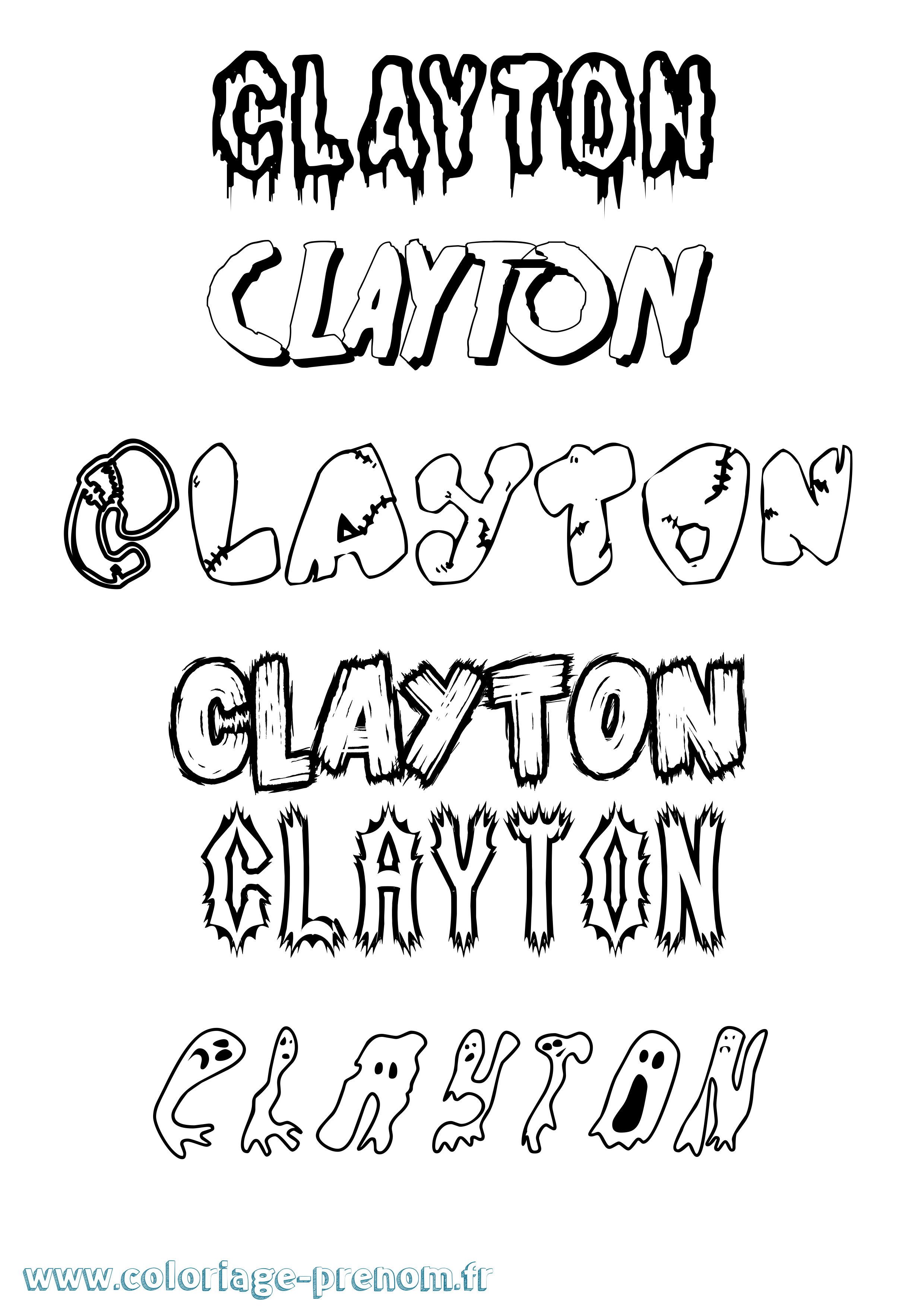 Coloriage prénom Clayton Frisson