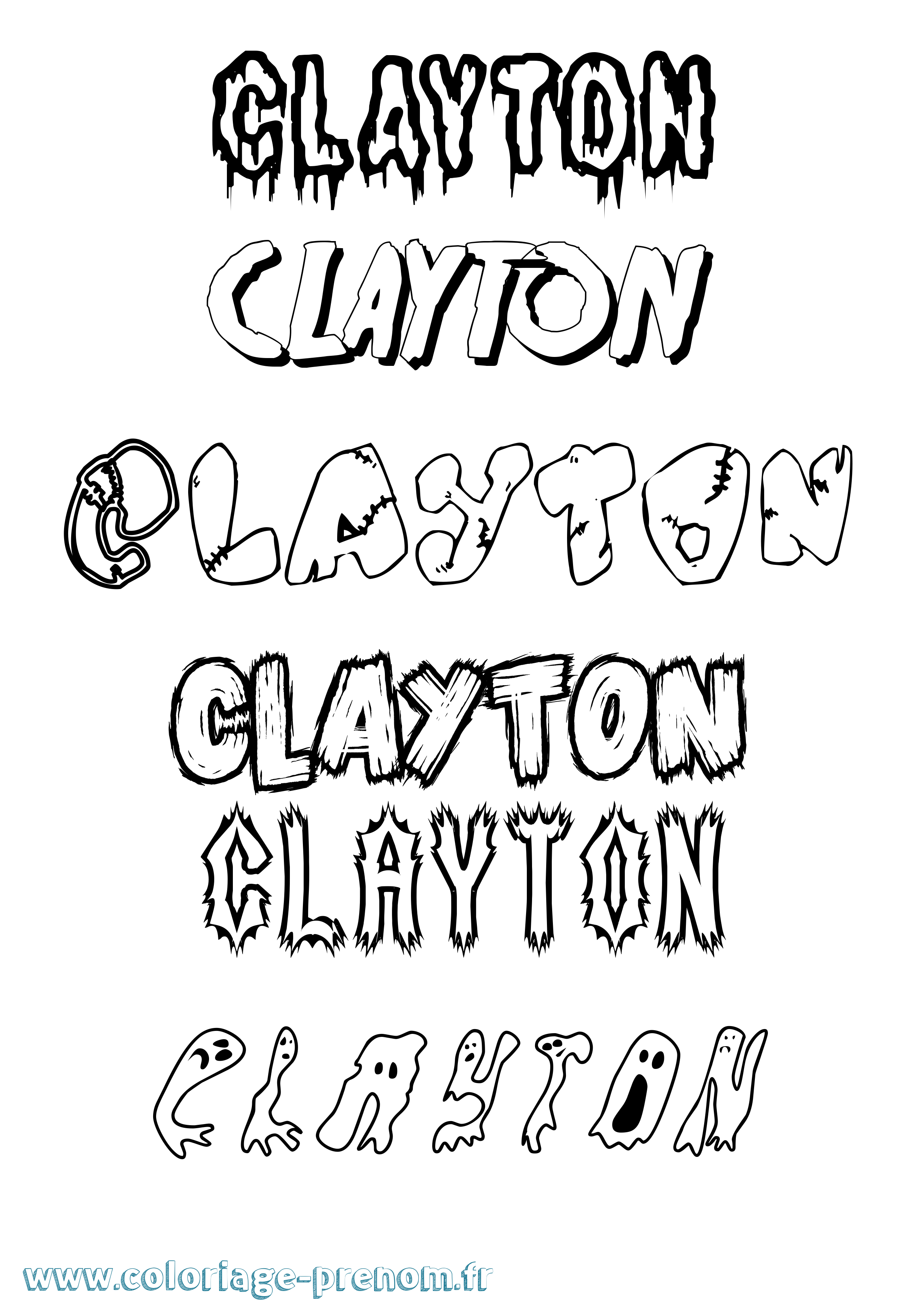 Coloriage Clayton Frisson Coloriage prénom Clayton Frisson