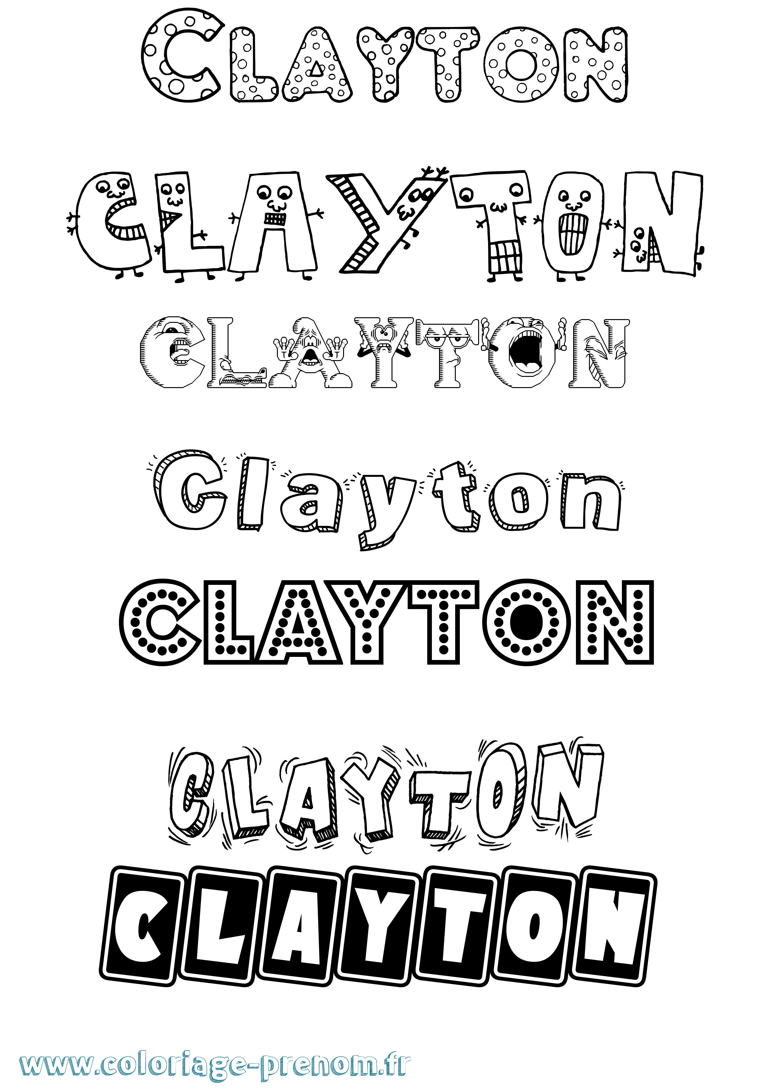 Coloriage Clayton Fun Coloriage prénom Clayton Fun