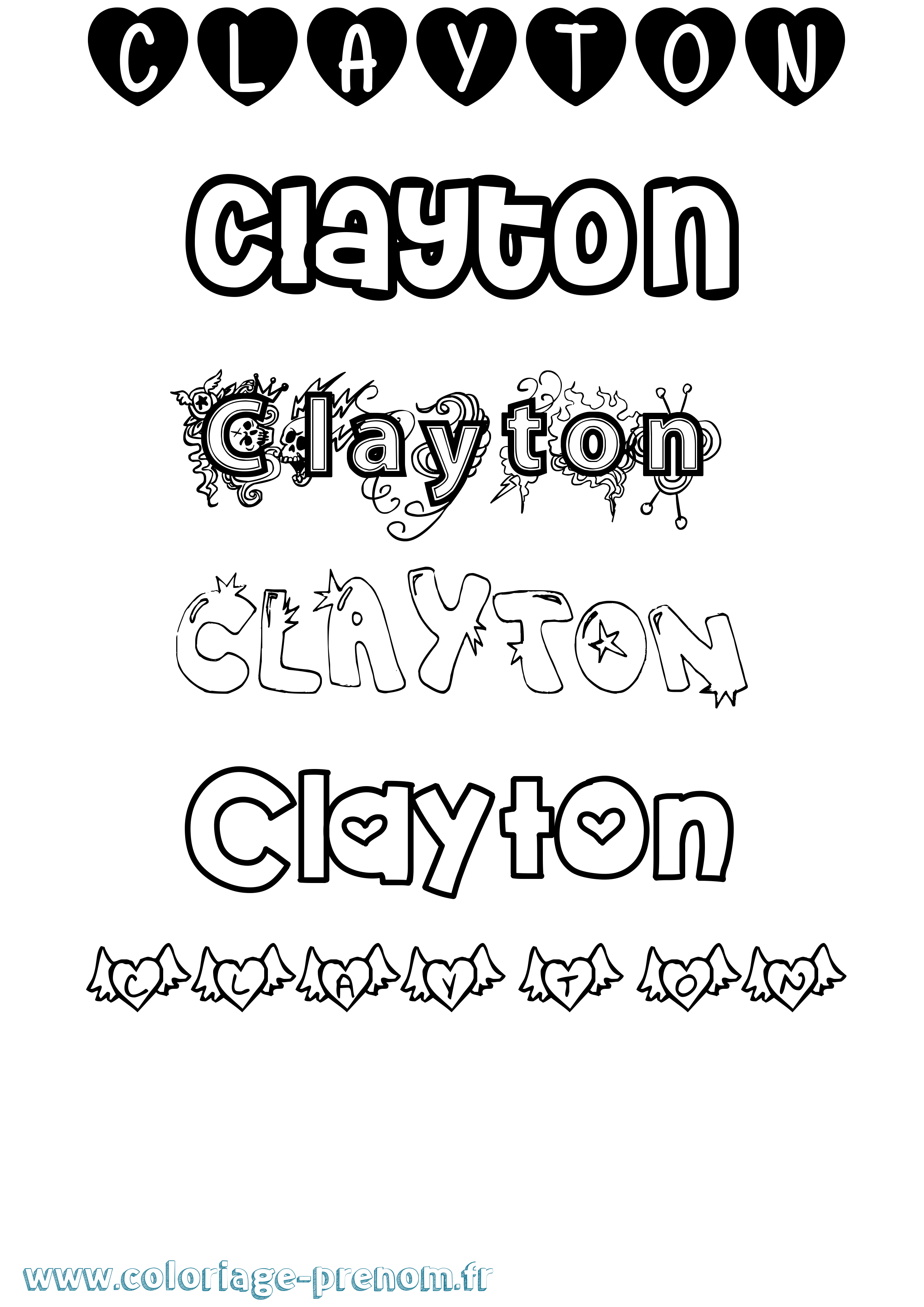Coloriage Clayton Girly Coloriage prénom Clayton Girly