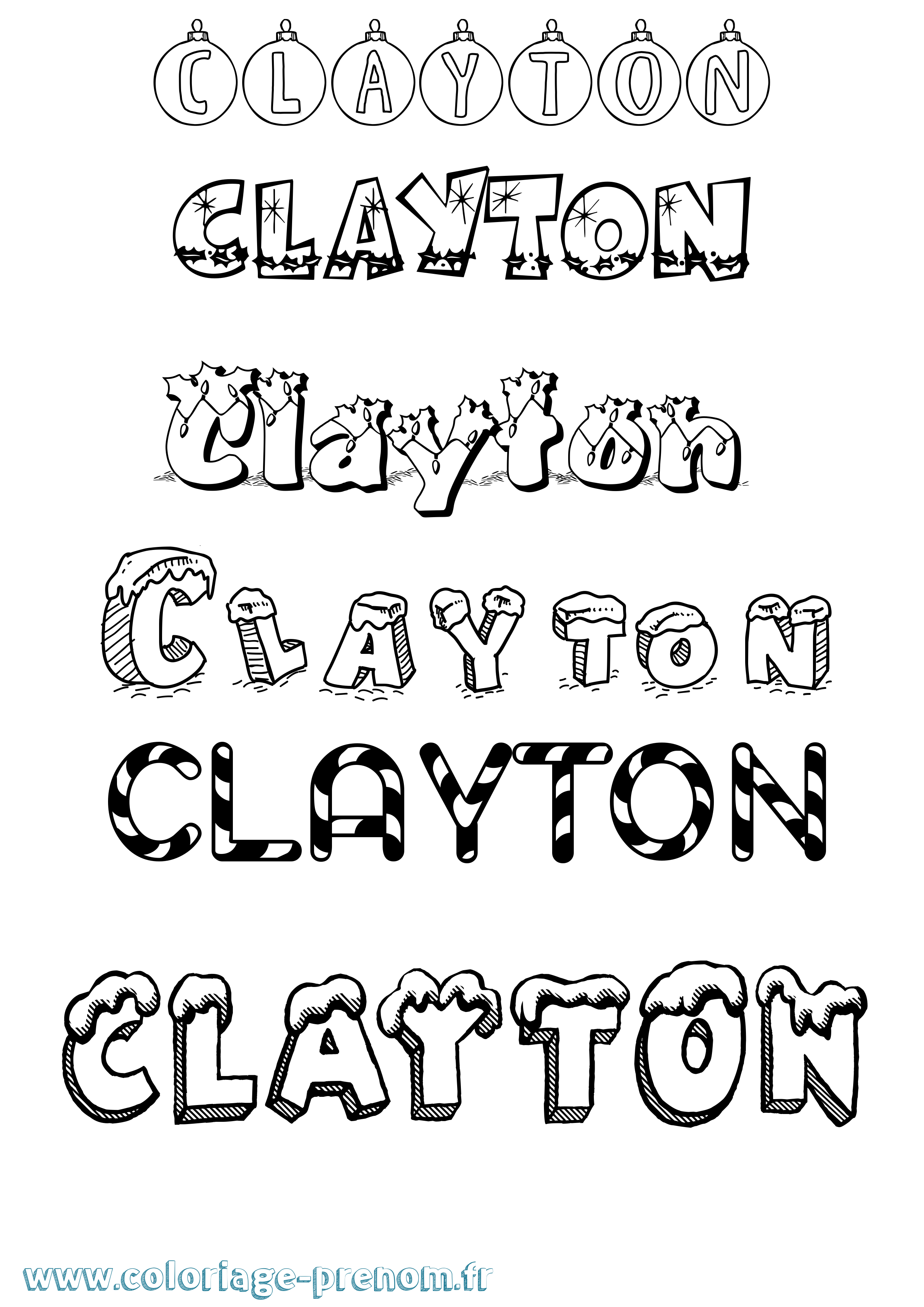 Coloriage Clayton Noël Coloriage prénom Clayton Noël