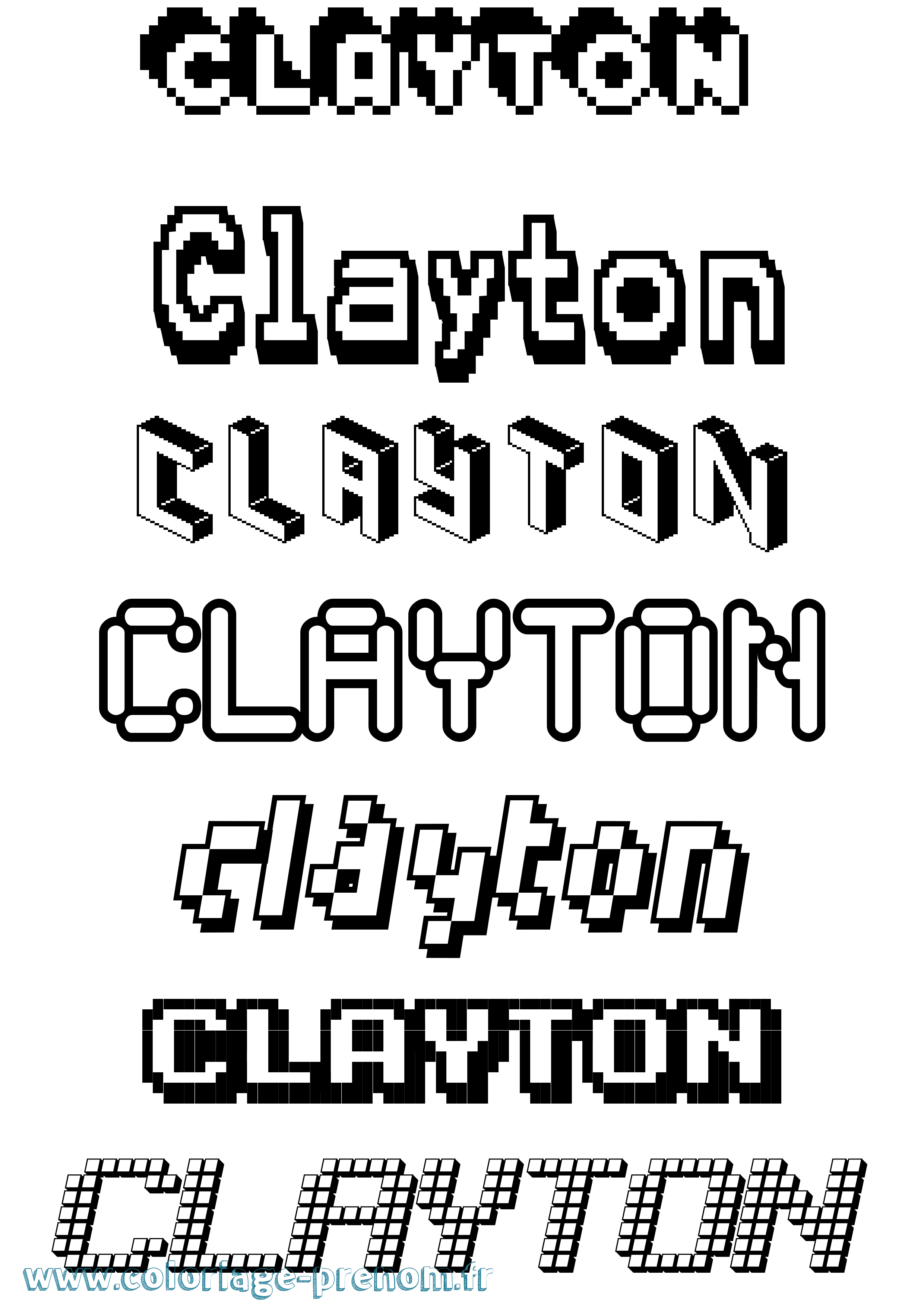 Coloriage prénom Clayton Pixel