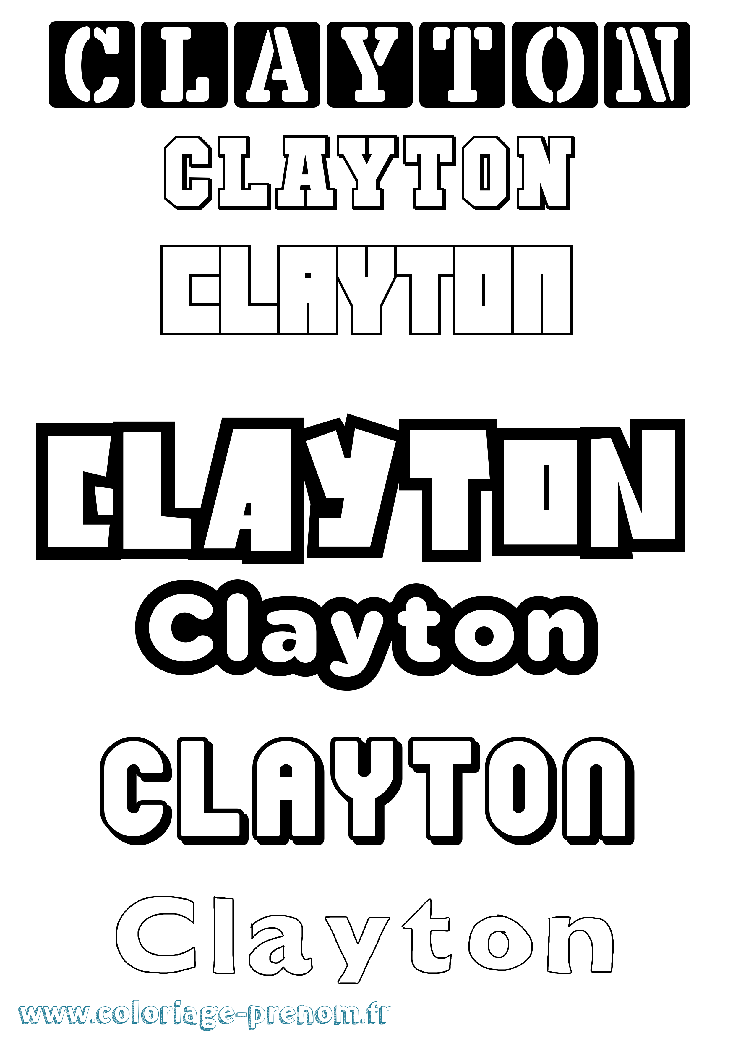 Coloriage Clayton Simple Coloriage prénom Clayton Simple