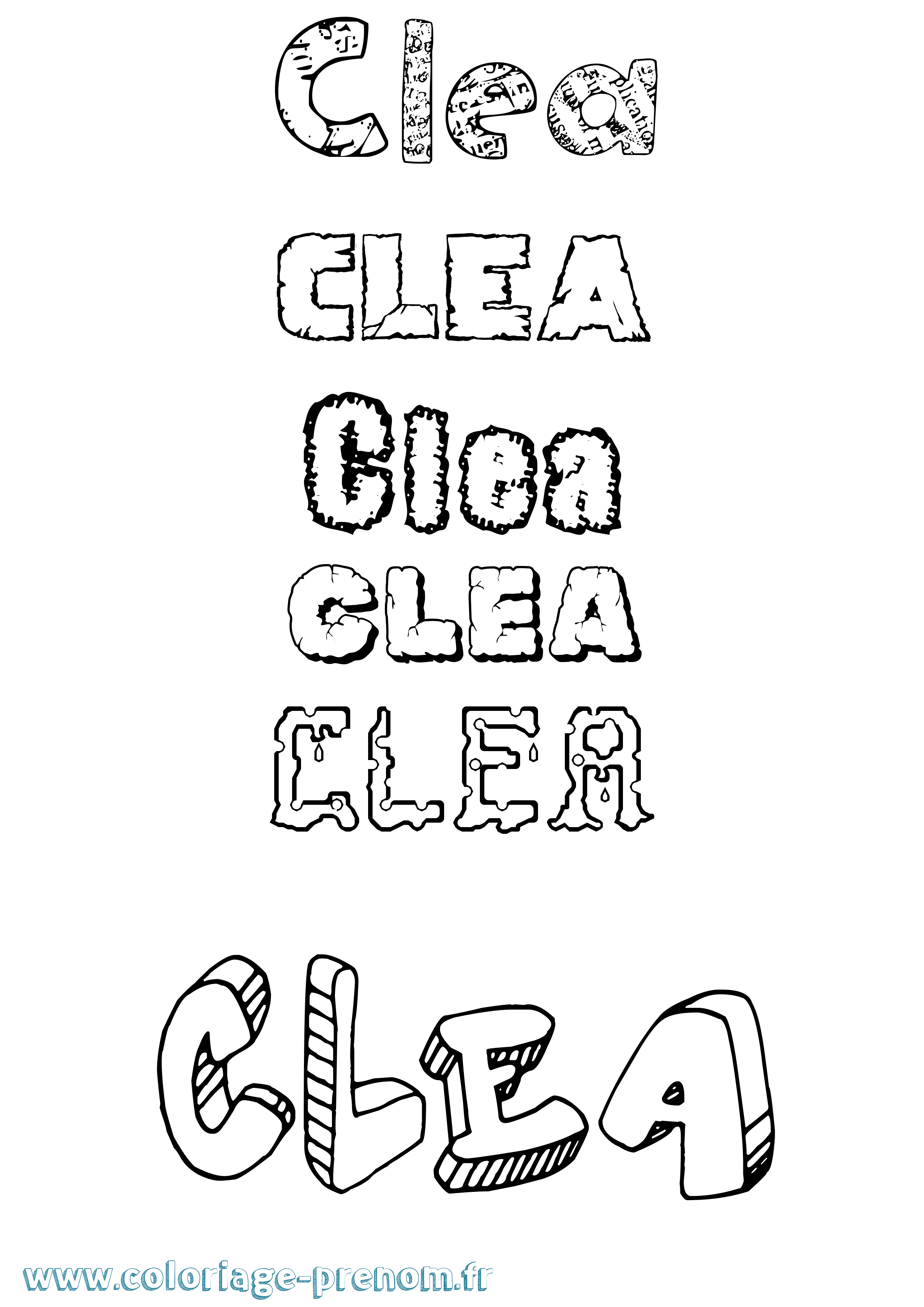 Coloriage prénom Clea