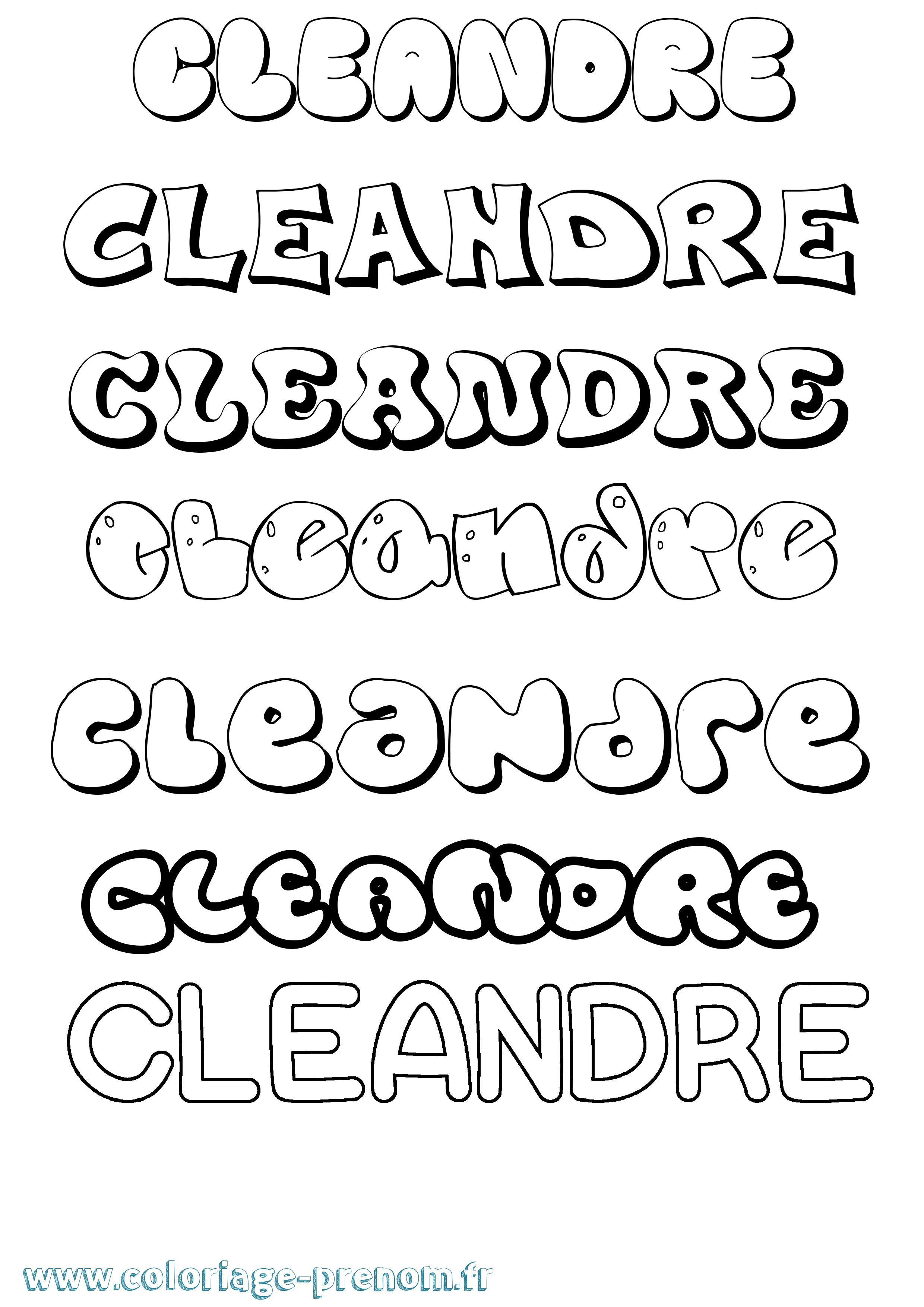 Coloriage prénom Cleandre Bubble