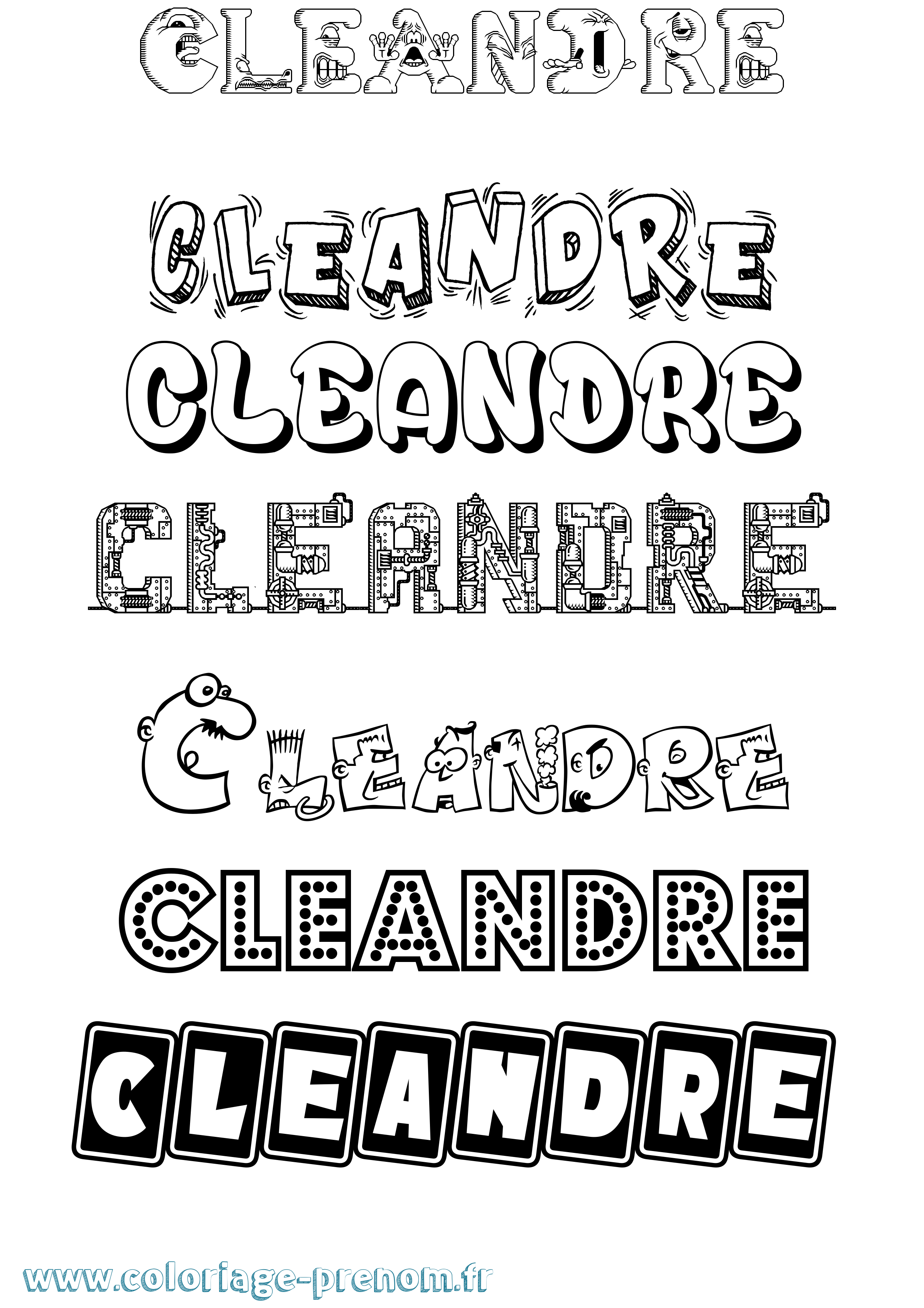 Coloriage prénom Cleandre Fun